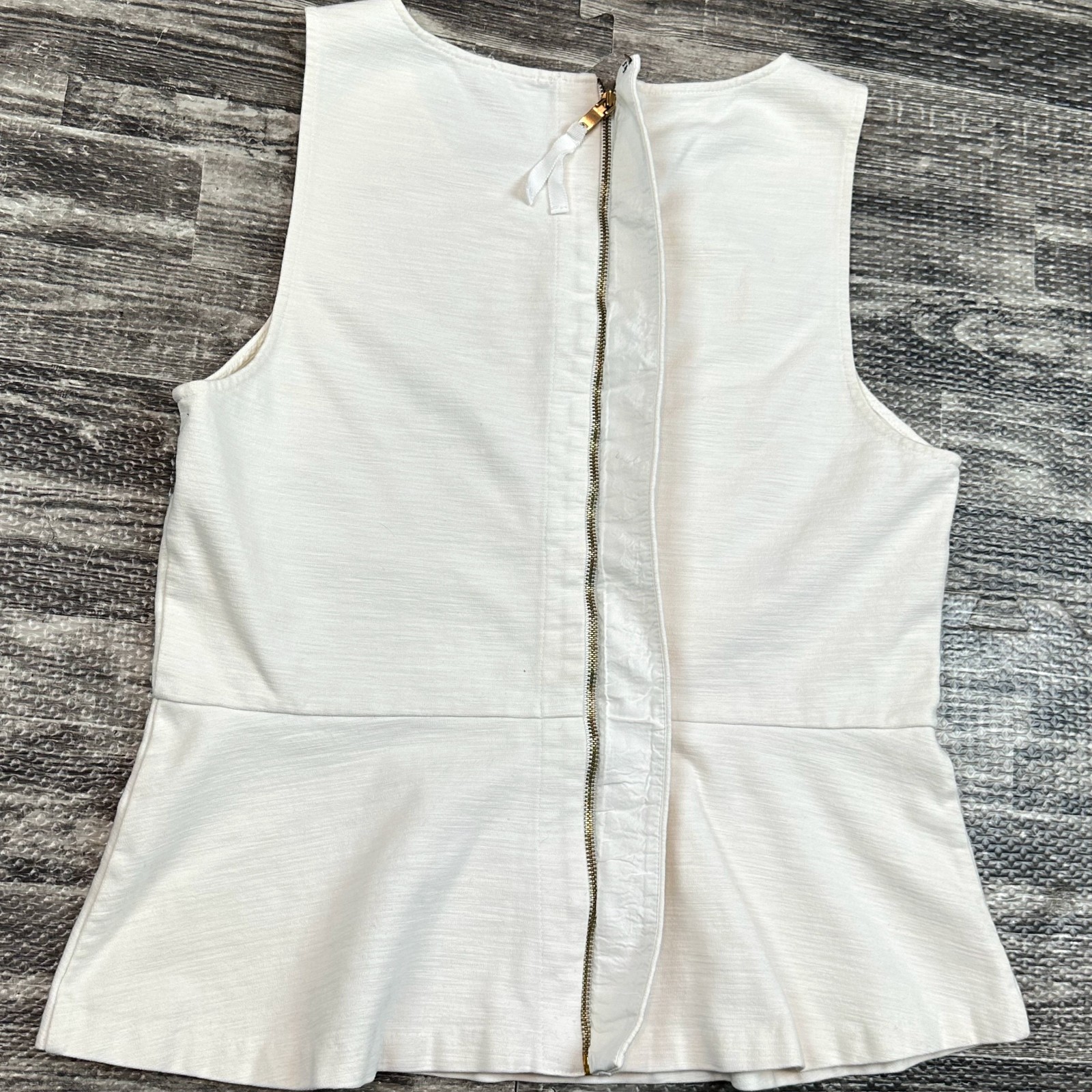 J. Crew Women’s sz MED White Cotton Spandex Sleeveless Peplum Top