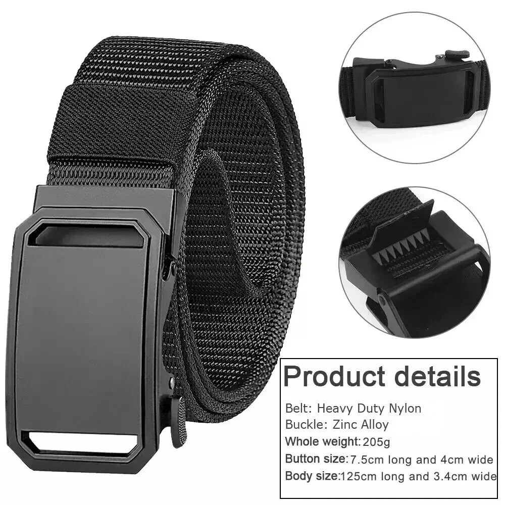 Mens Ratchet Belt Nylon Web Belts for with Automatic Slide Buckle Tactical belt