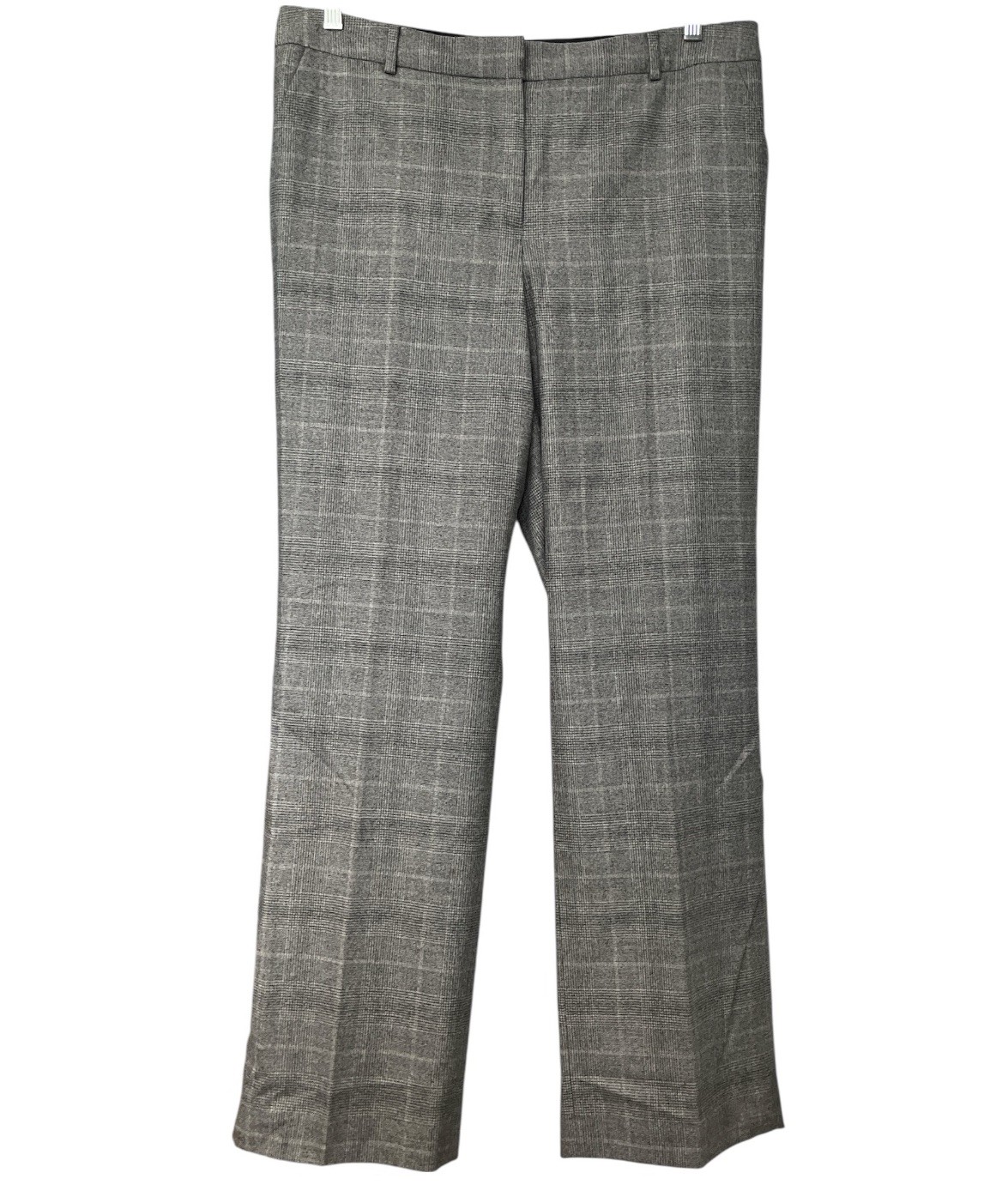 Talbots NWOT Italian Wool Gray Plaid Straight Leg Trouser Pants 14 Full Length