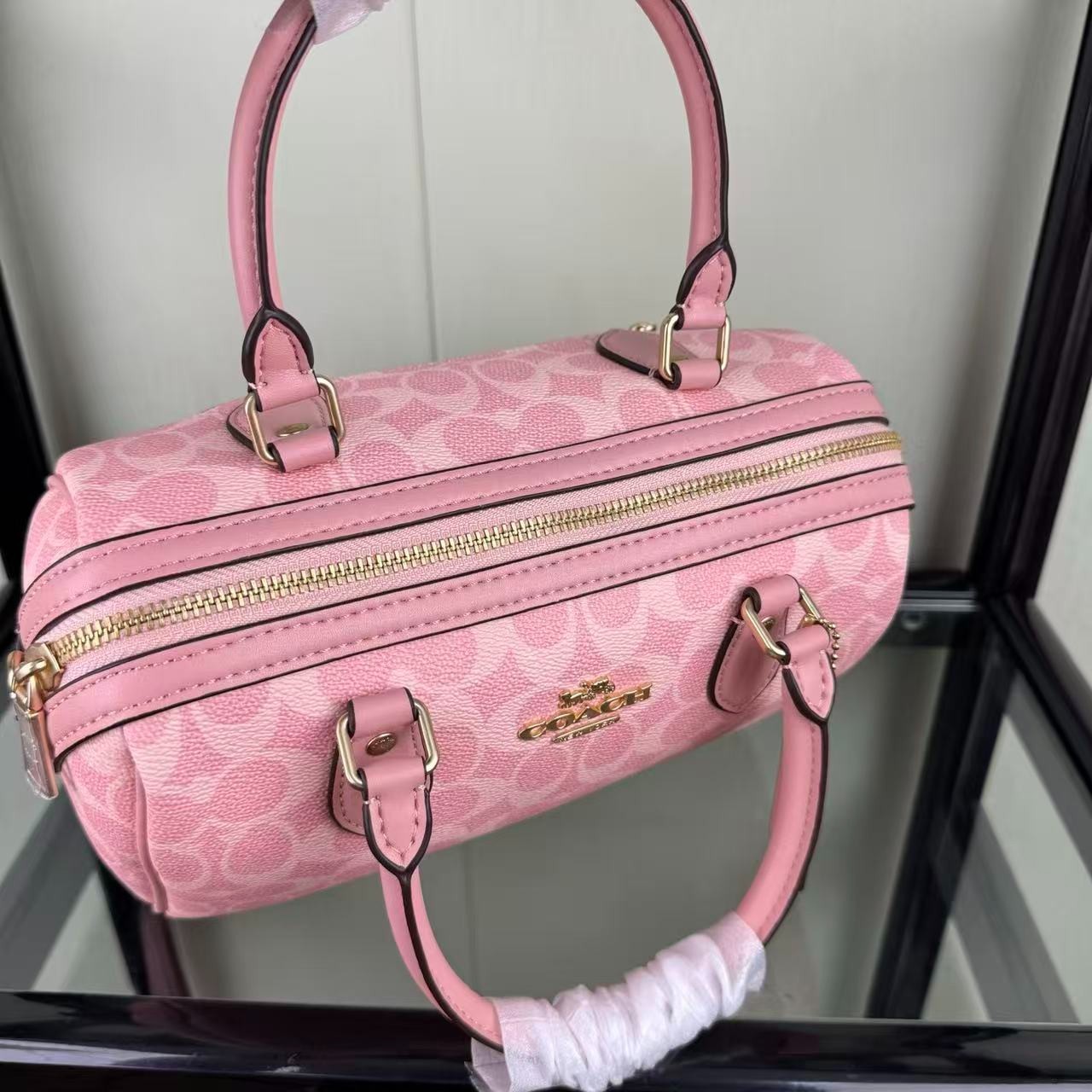 COACH Roan Satchel Bag Signature Canvas Powder Pink CV961 Outlet NEW