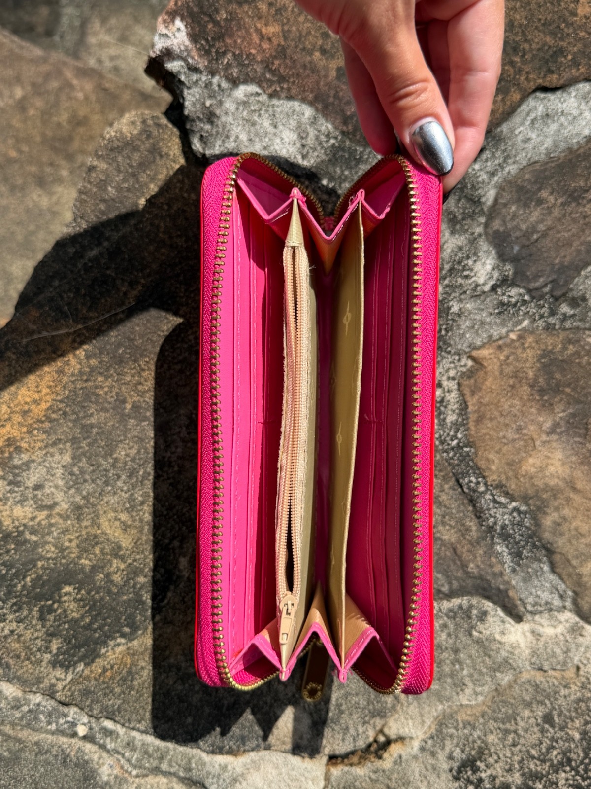 LOUIS VUITTON Zippy Around long Wallet Purse M91981 Hot Pink/Red Red LV