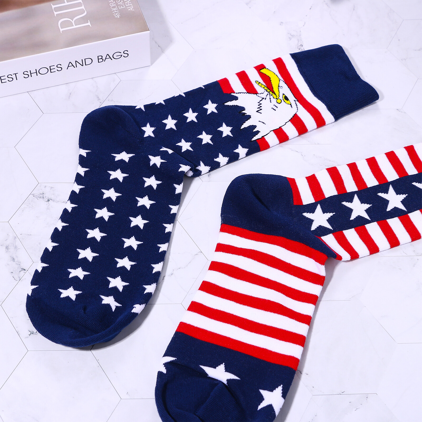 5 Pairs Patriotic American Flag Socks 4th of July Stars&Stripes Socks Men Women