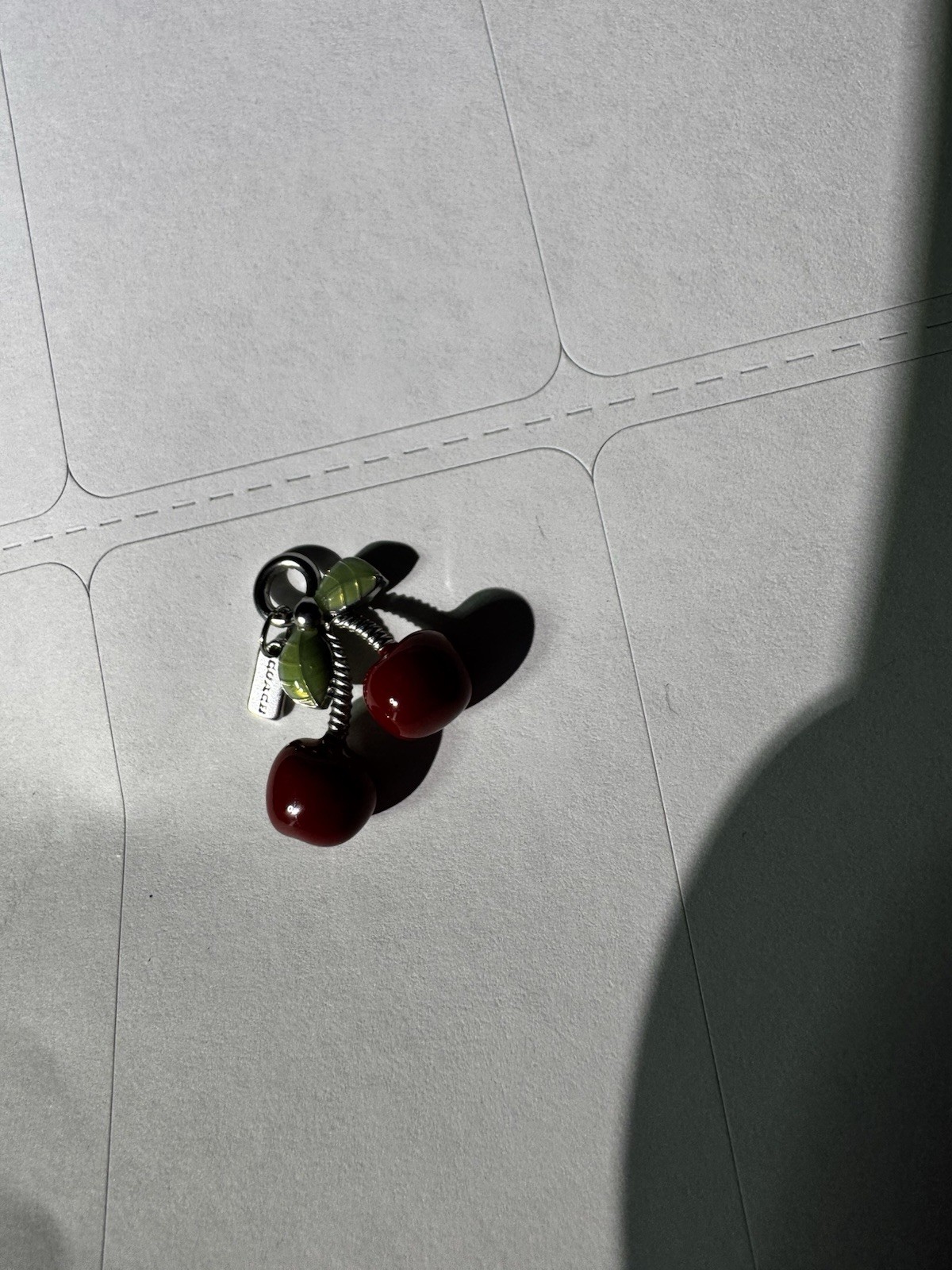 Coach Metal Cherry Charm Silver Red Green Fruit Women