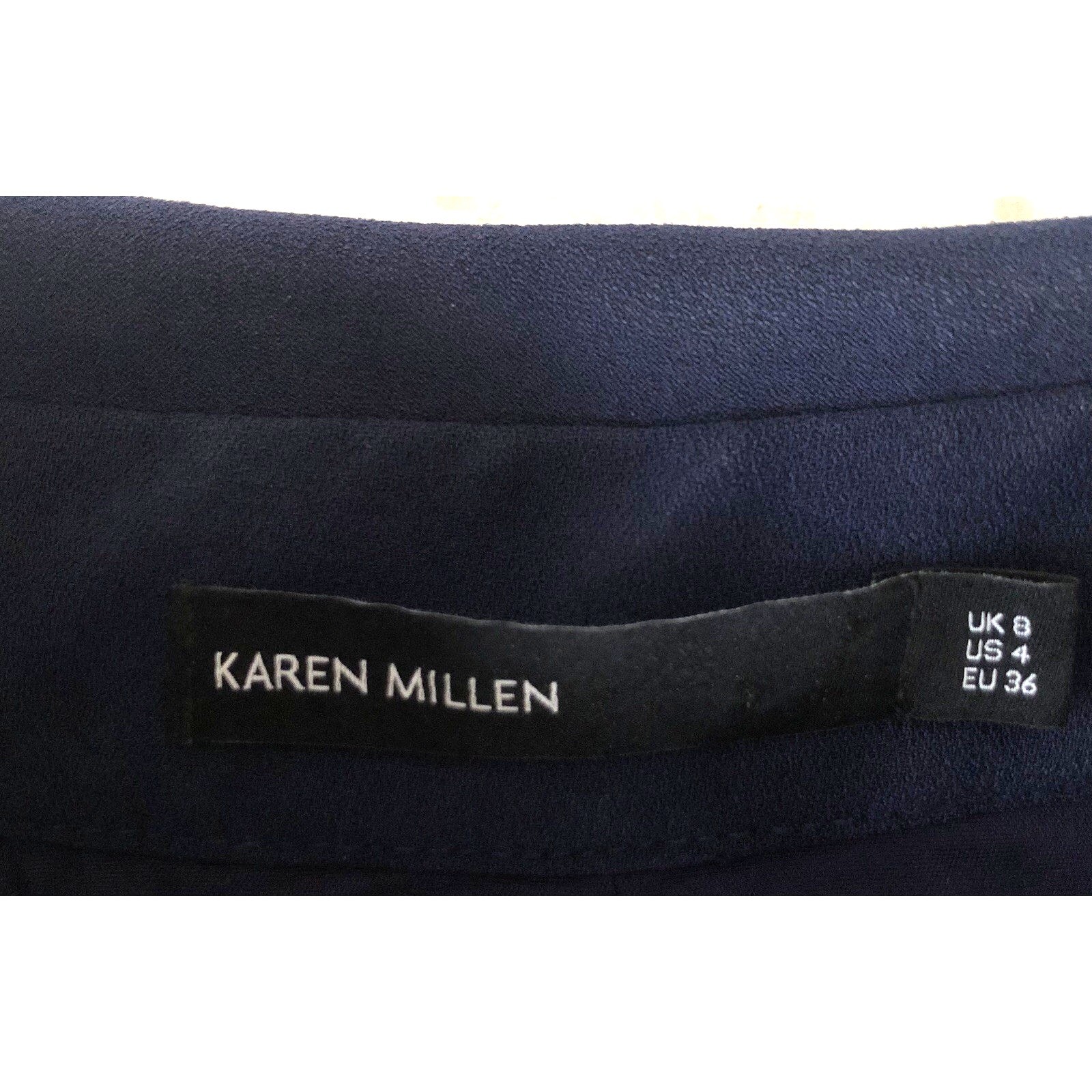 Karen Millen Ladies Tailored Shift Dress Uk 8 Navy Blue Sleeveless Fully Lined