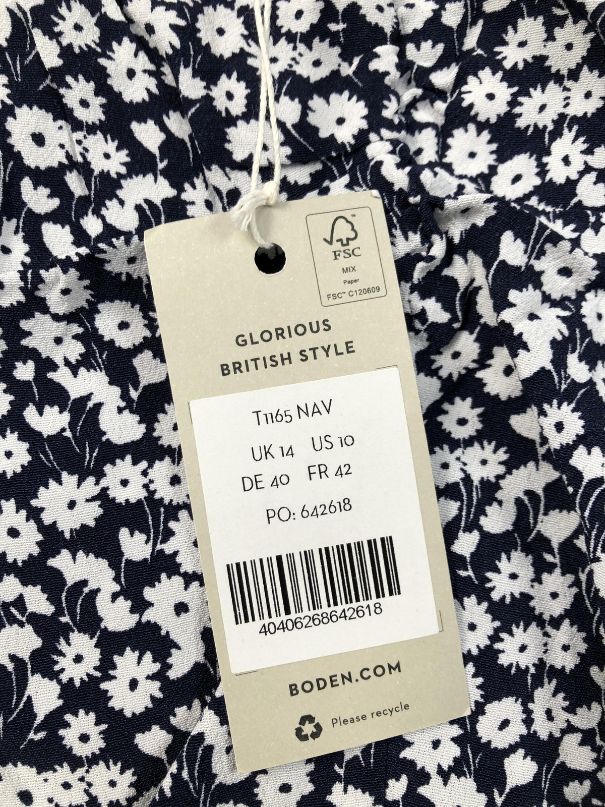 Boden Blouse Womens 10 Blue Square Neck Long Puff Sleeve Floral Cropped NWT