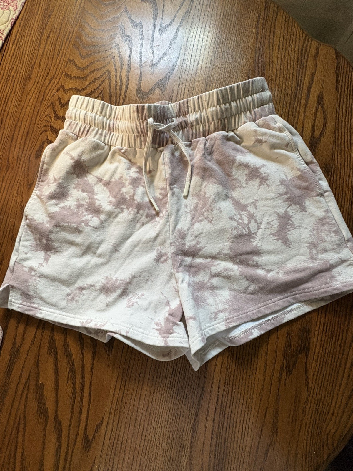 Varley Glade Taupe Tie Dye Drawstring Shorts Medium