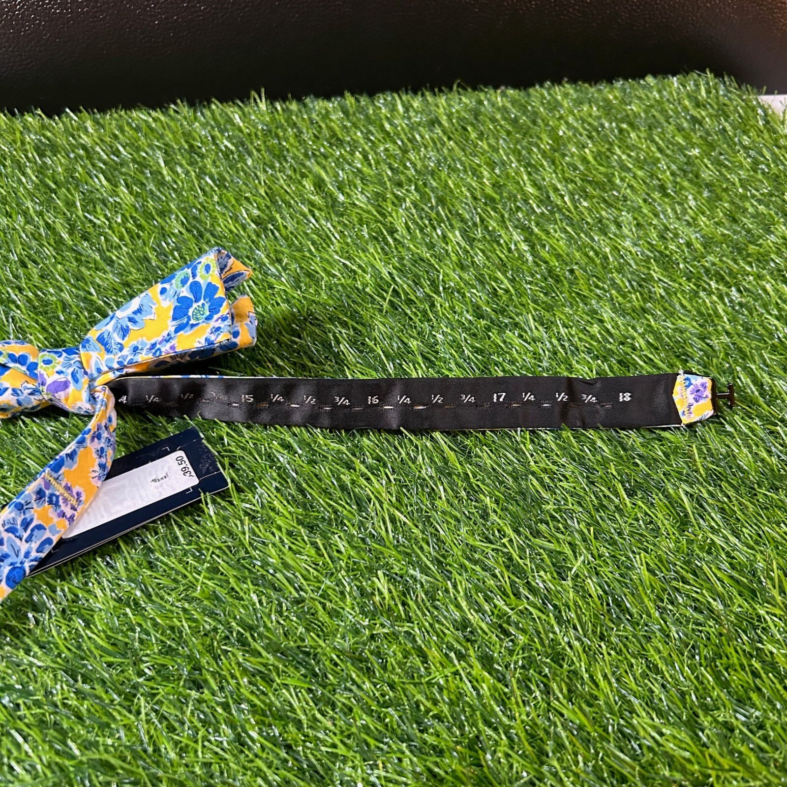 Cremieux Floral Bow Tie Yellow Blue Flower Print Self Tie Adjustable Mens NWT