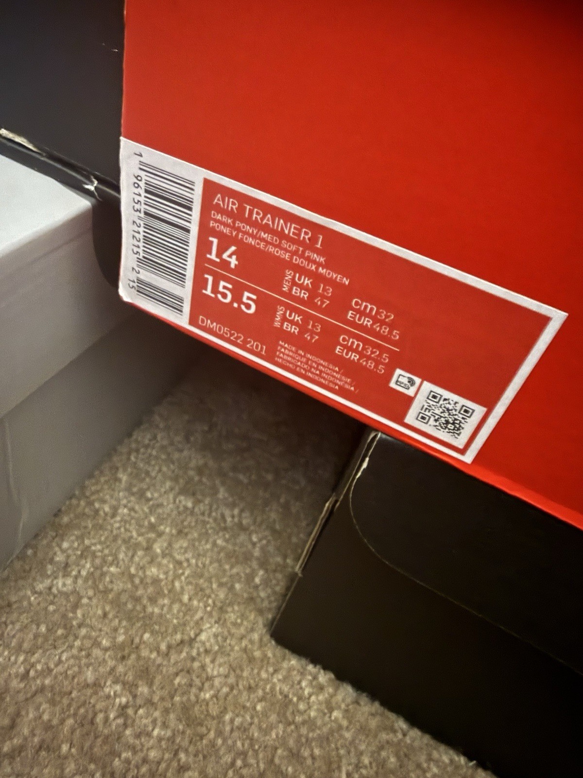 Nike Air Trainer 1 Valentines Day 2023 DM0522-201 Men’s Size 14 Dark Pony