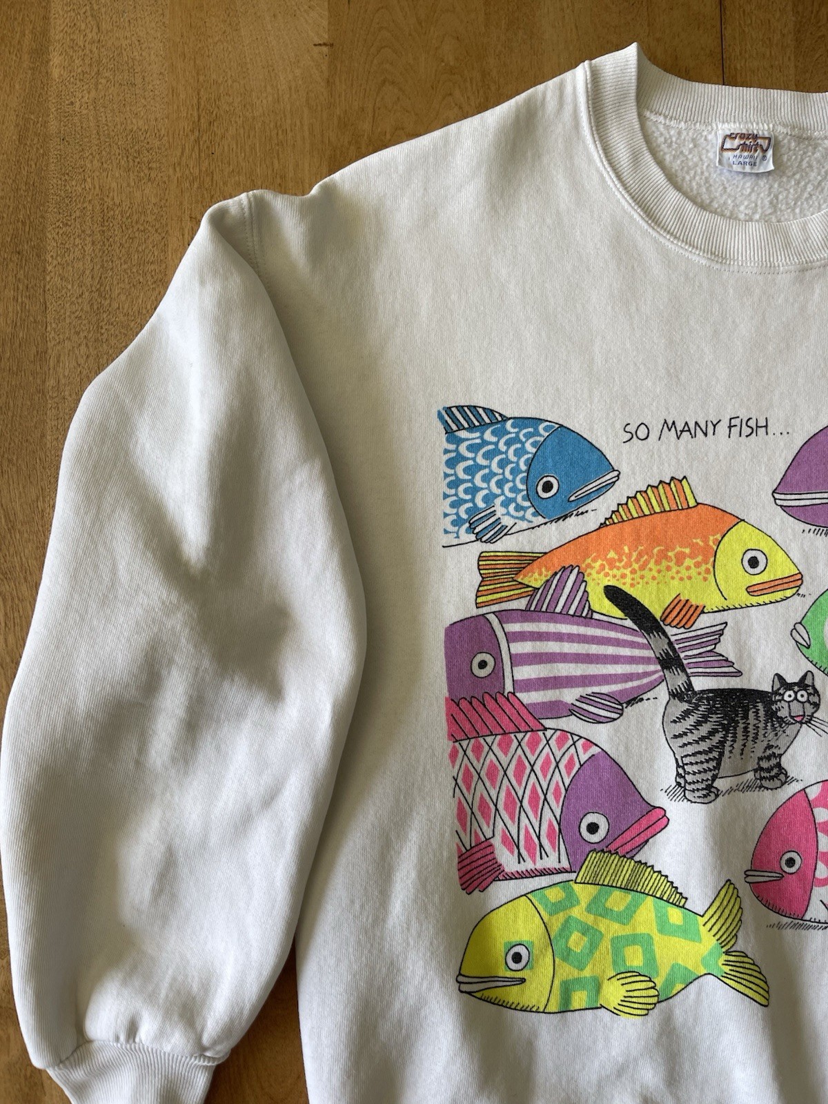 Vintage Crazy Shirt B Kliban Cat So Many Fish So Little Time Sweatshirt Size L