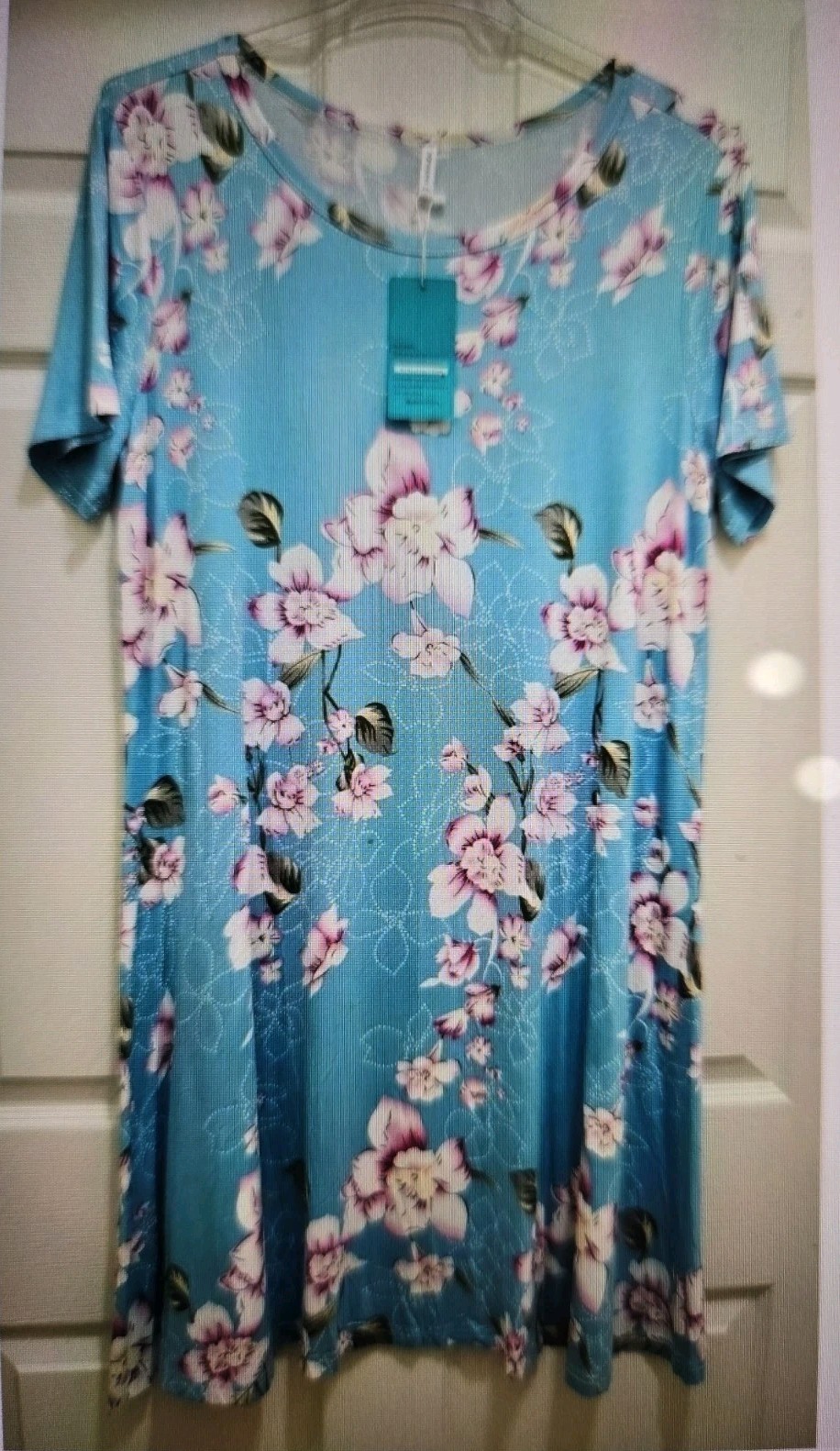 POPYOUNG Women’s XL Nightgown Blue Floral Short Sleeve Soft nwt $38.00