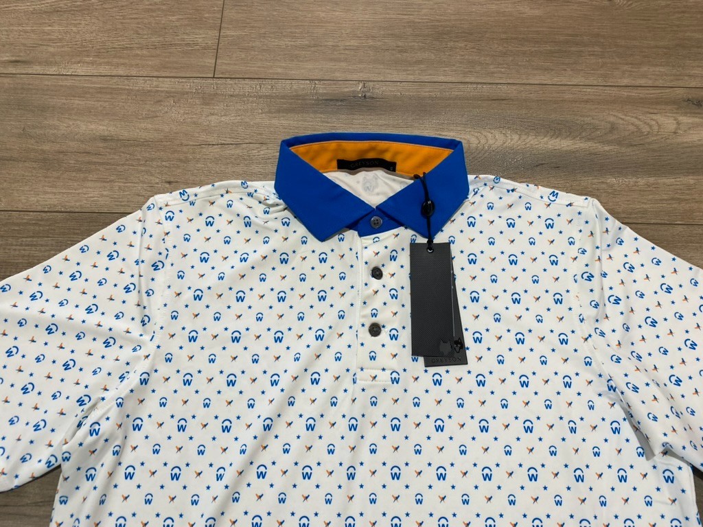 Greyson Golf AOP Workday Mens M All Over Print White Polo Stretch Performance