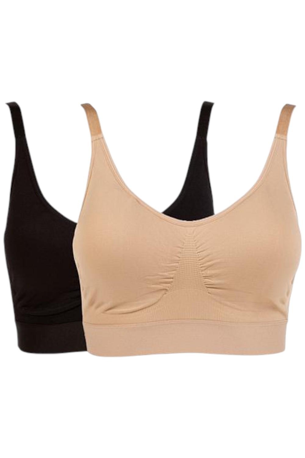 Rhonda Shear Women’s 2-pack Lace Back Ahh Bra Black/Beige
