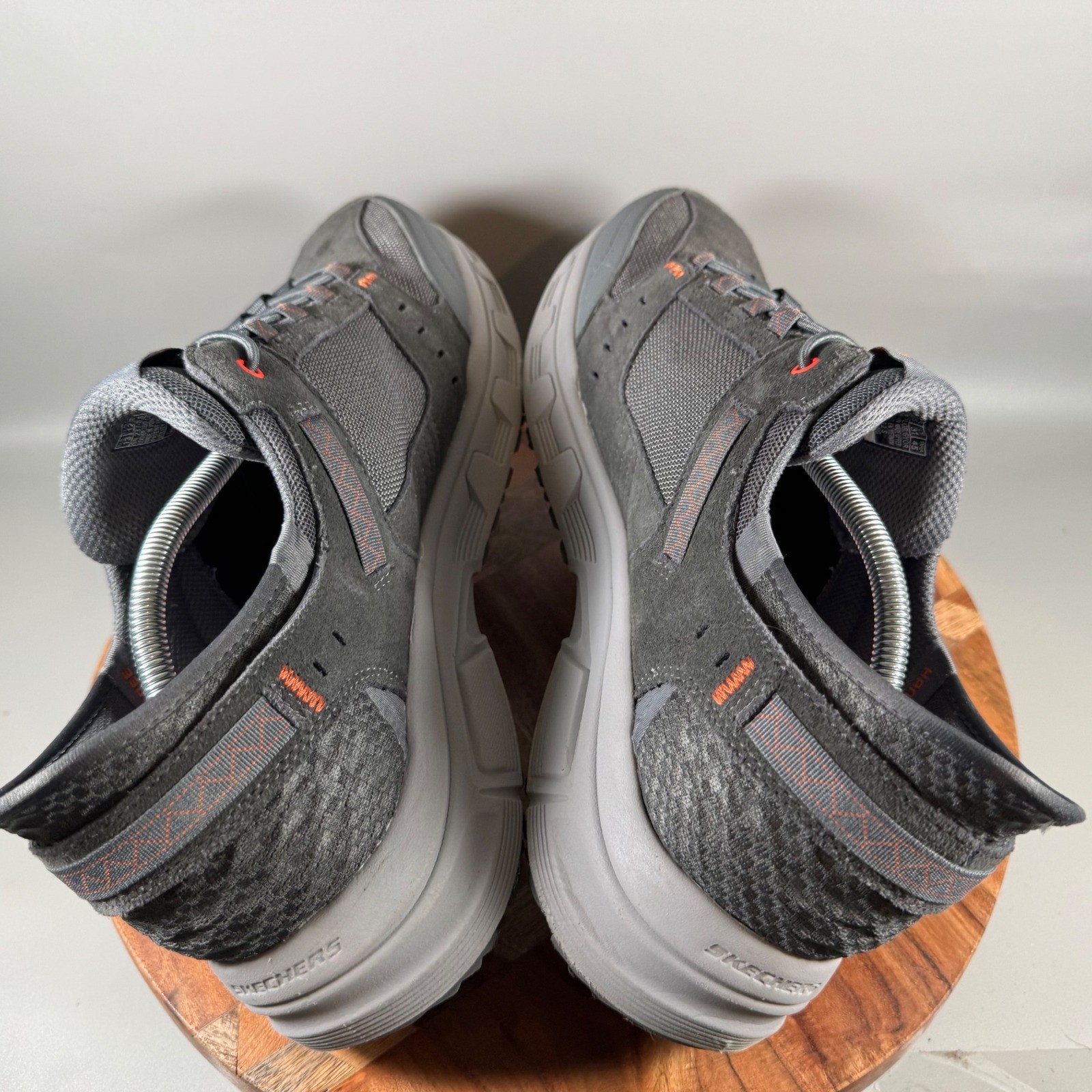Skechers Slip-ins Relaxed Fit Mens 13 Charcoal Grey Orange Walking Shoes 237450