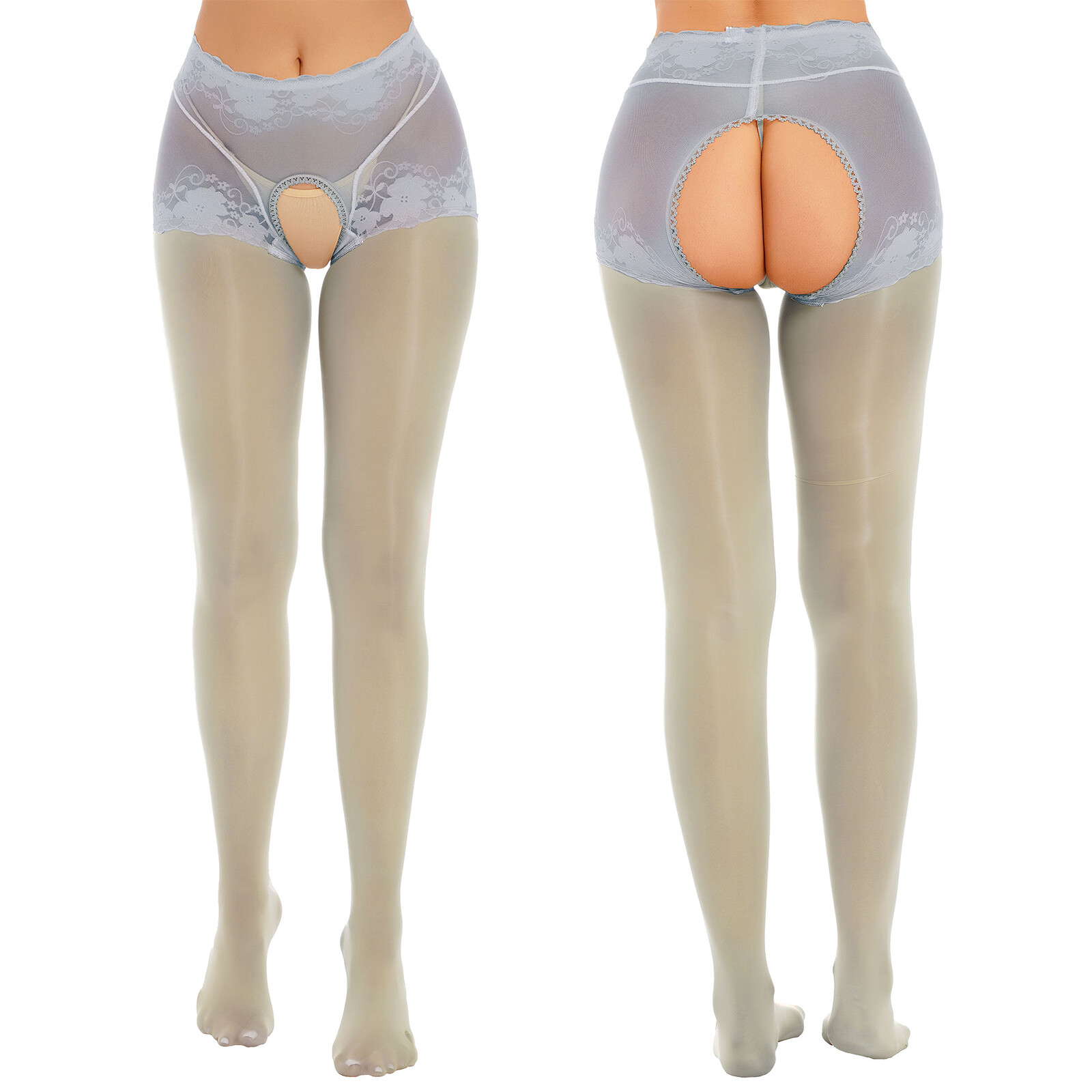 US Womens Oil Glossy Pantyhose Tights Hollow Out Suspender Stockings Hosiery