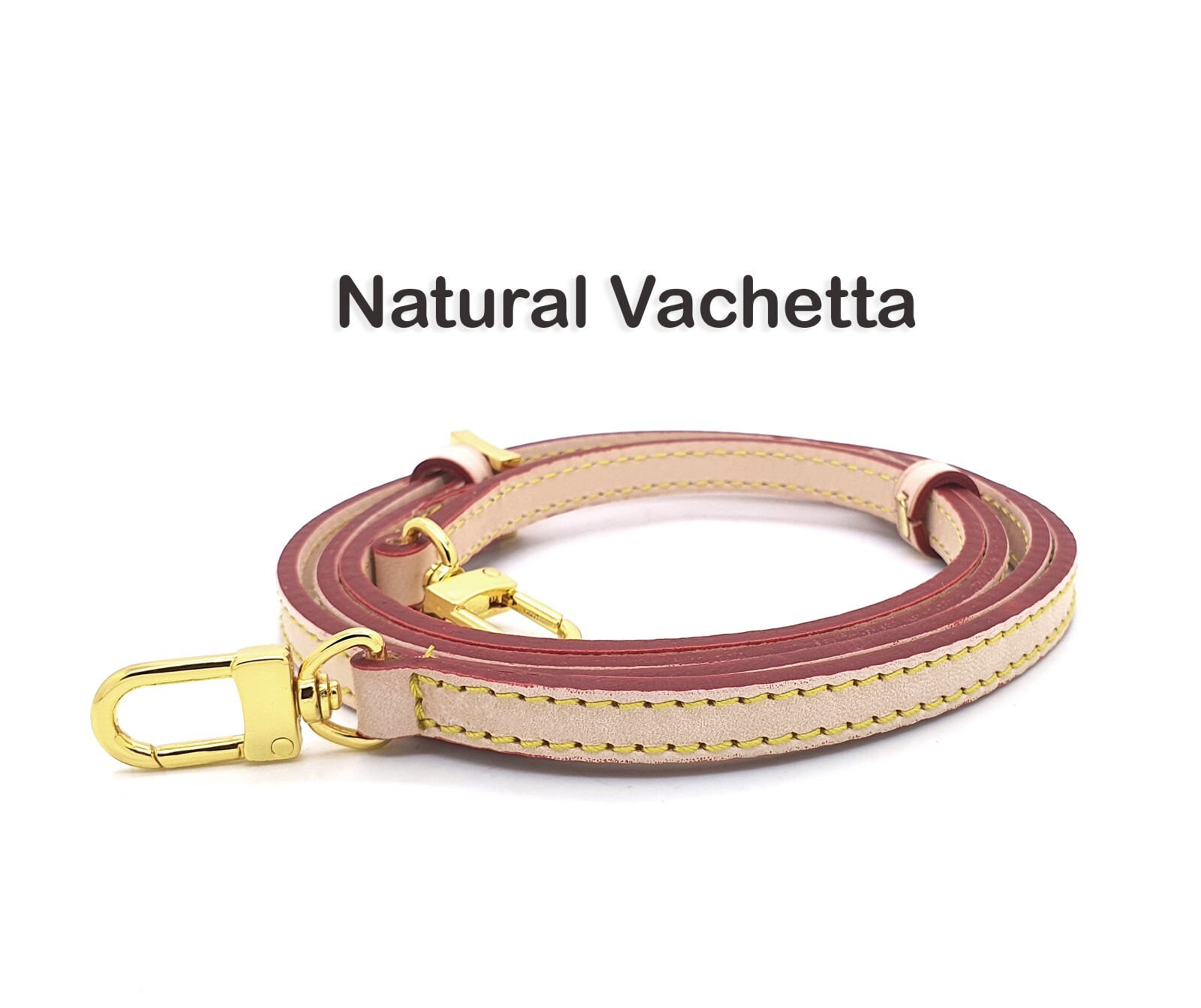 Thin Adjustable Vachetta Crossbody Leather Strap for pochette accessoires bags
