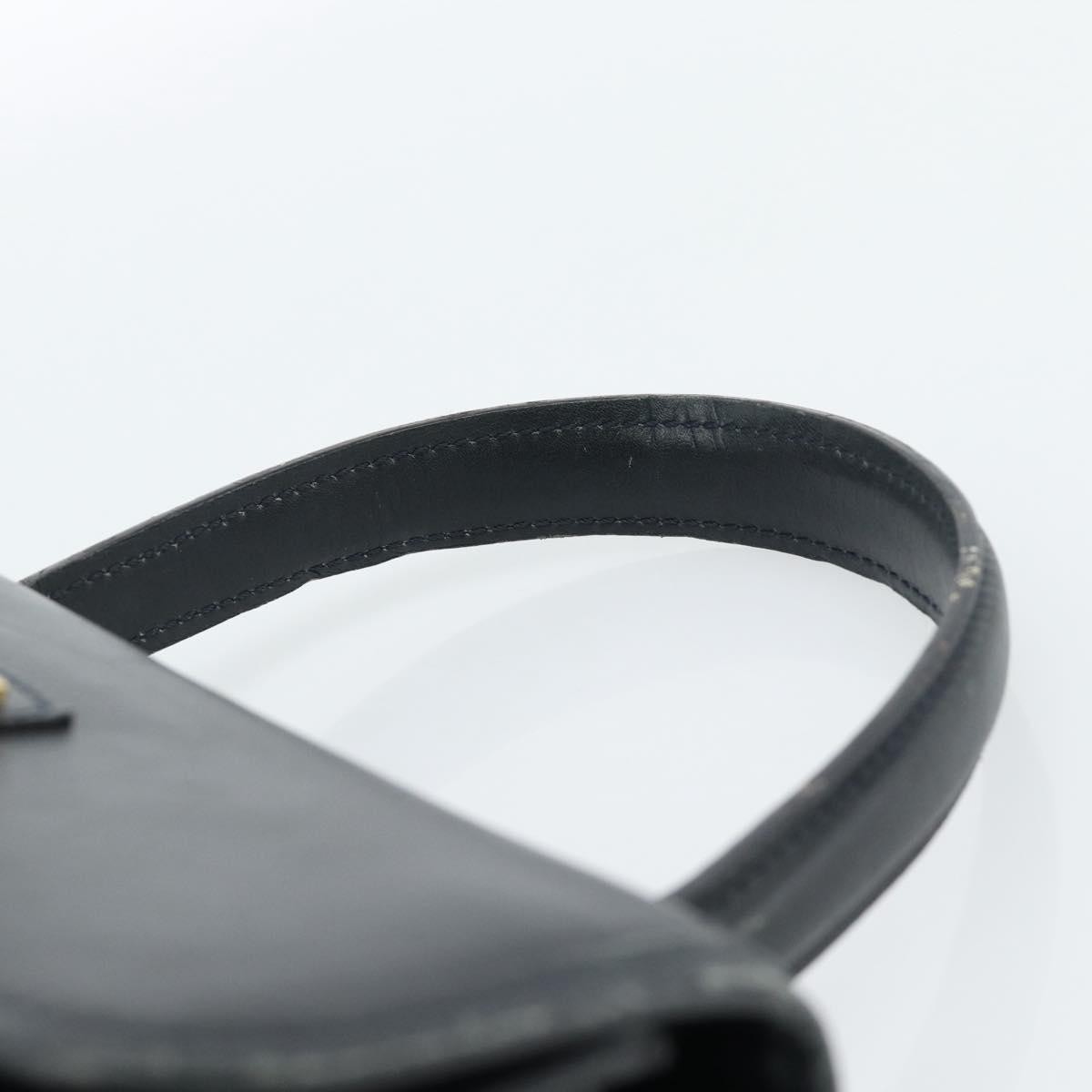 CELINE Hand Bag Leather Black Gold Auth 185125