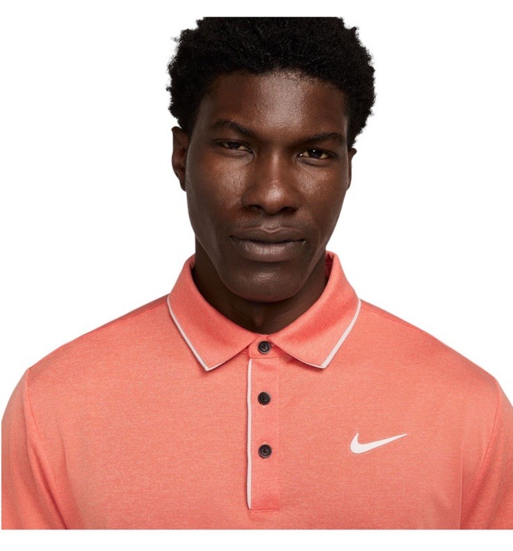 Nike Mens Dri-Fit Tour Piping Golf Polo Apricot Pink Melon Sizes NWT