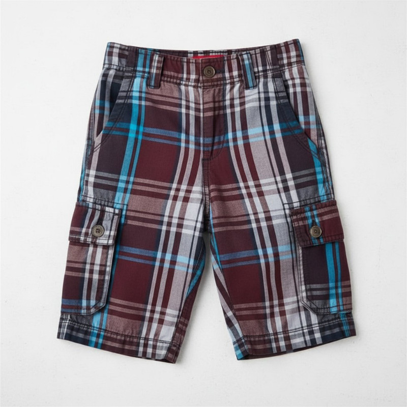 Arizona Plaid Shorts Black/Burgundy Multi Boys Sizes 8, 12 Husky Msrp $38.00 New