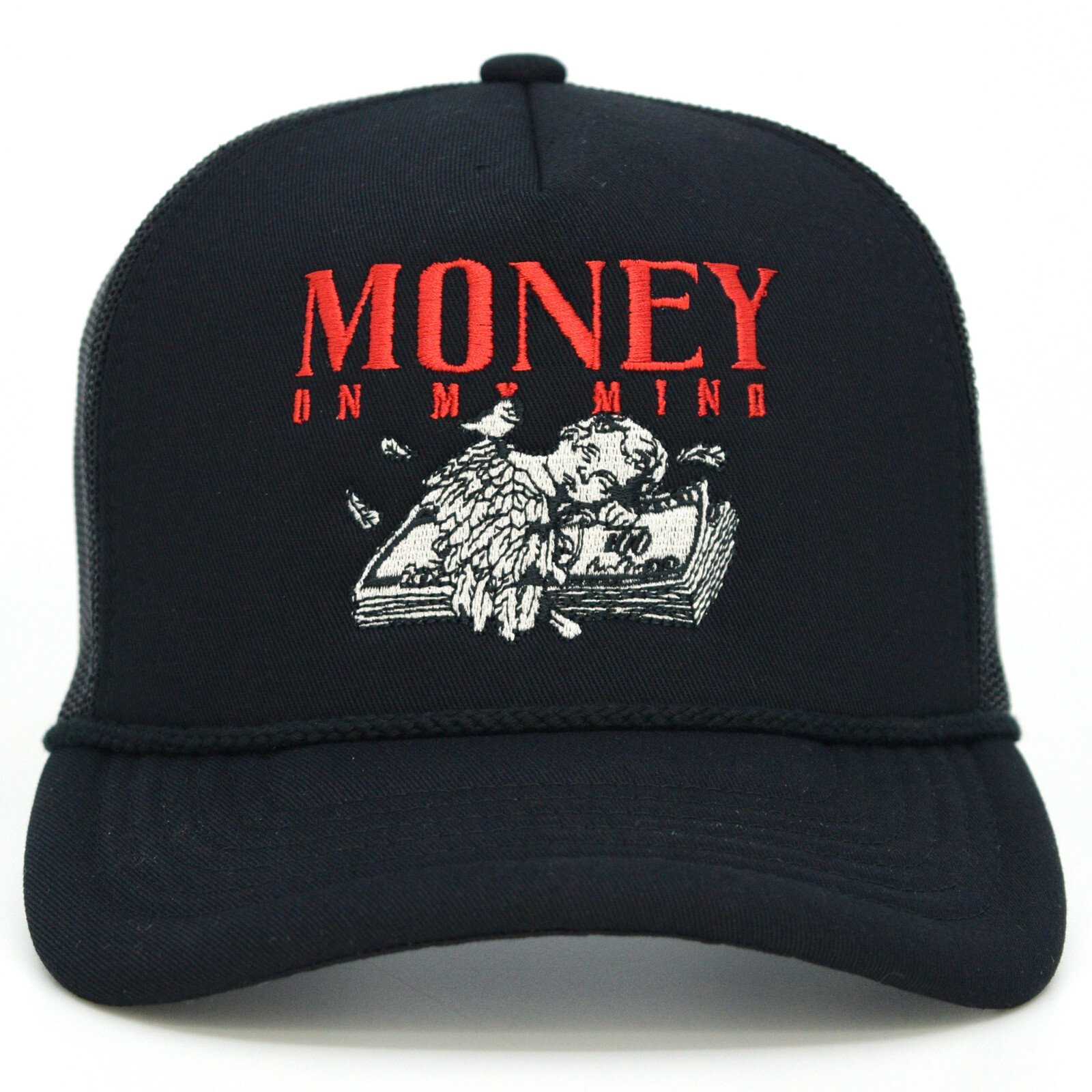 Money On My Mind Embroidery New Mesh Back Trucker Hat Snapback Cap MKA