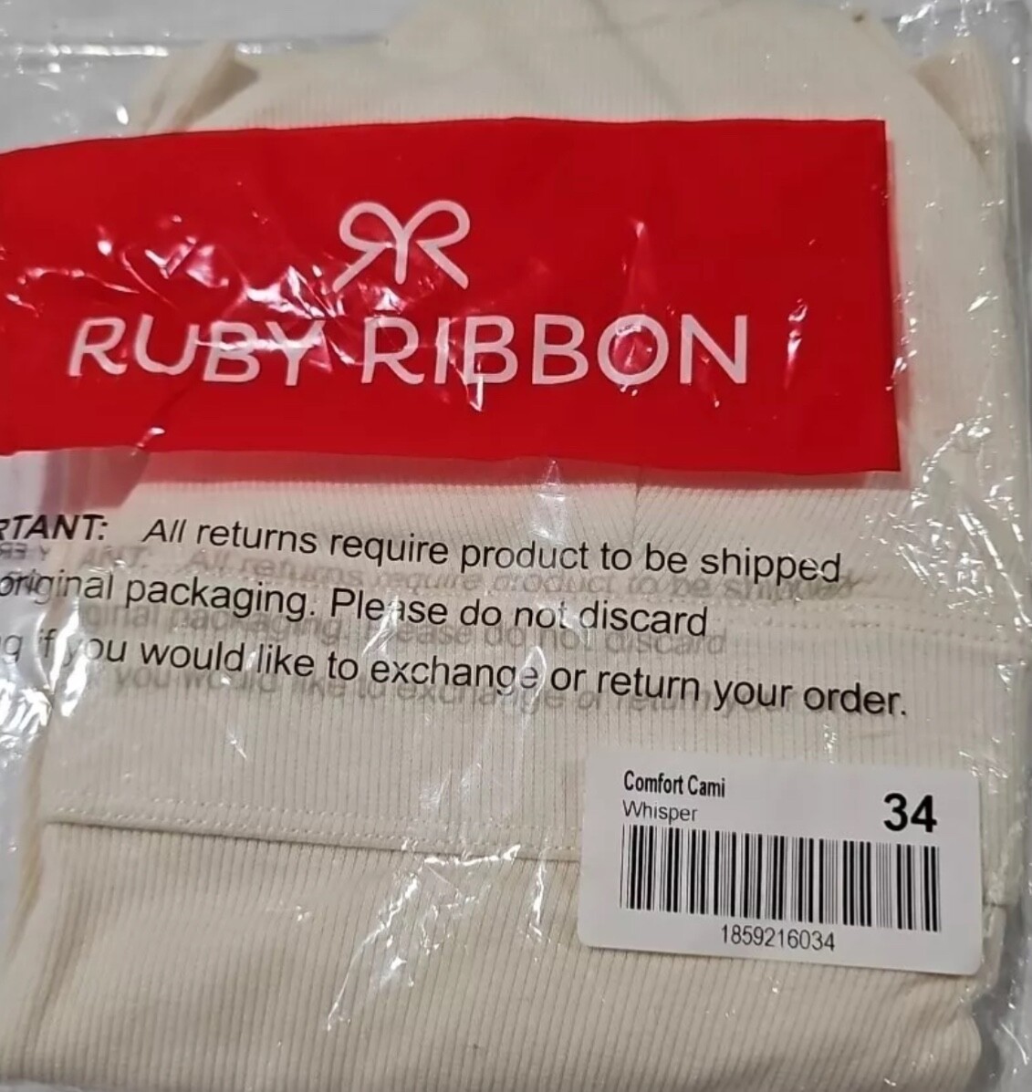RUBY RIBBON COMFORT CAMI #1859 NEW!