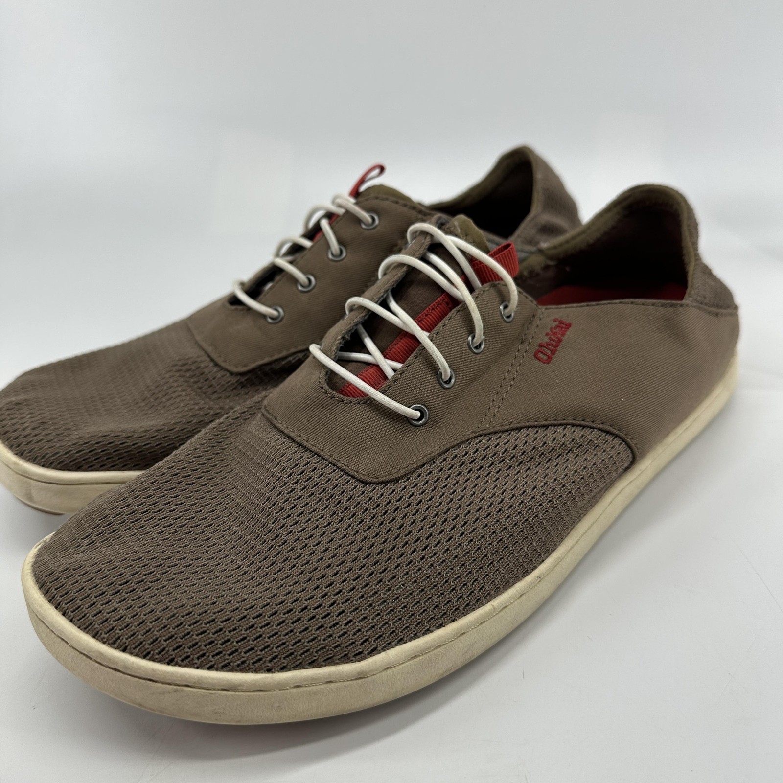 OluKai Nohea Moku Shoes Mens Size 9 Brown Mesh Boat Casual Sneakers Lightweight