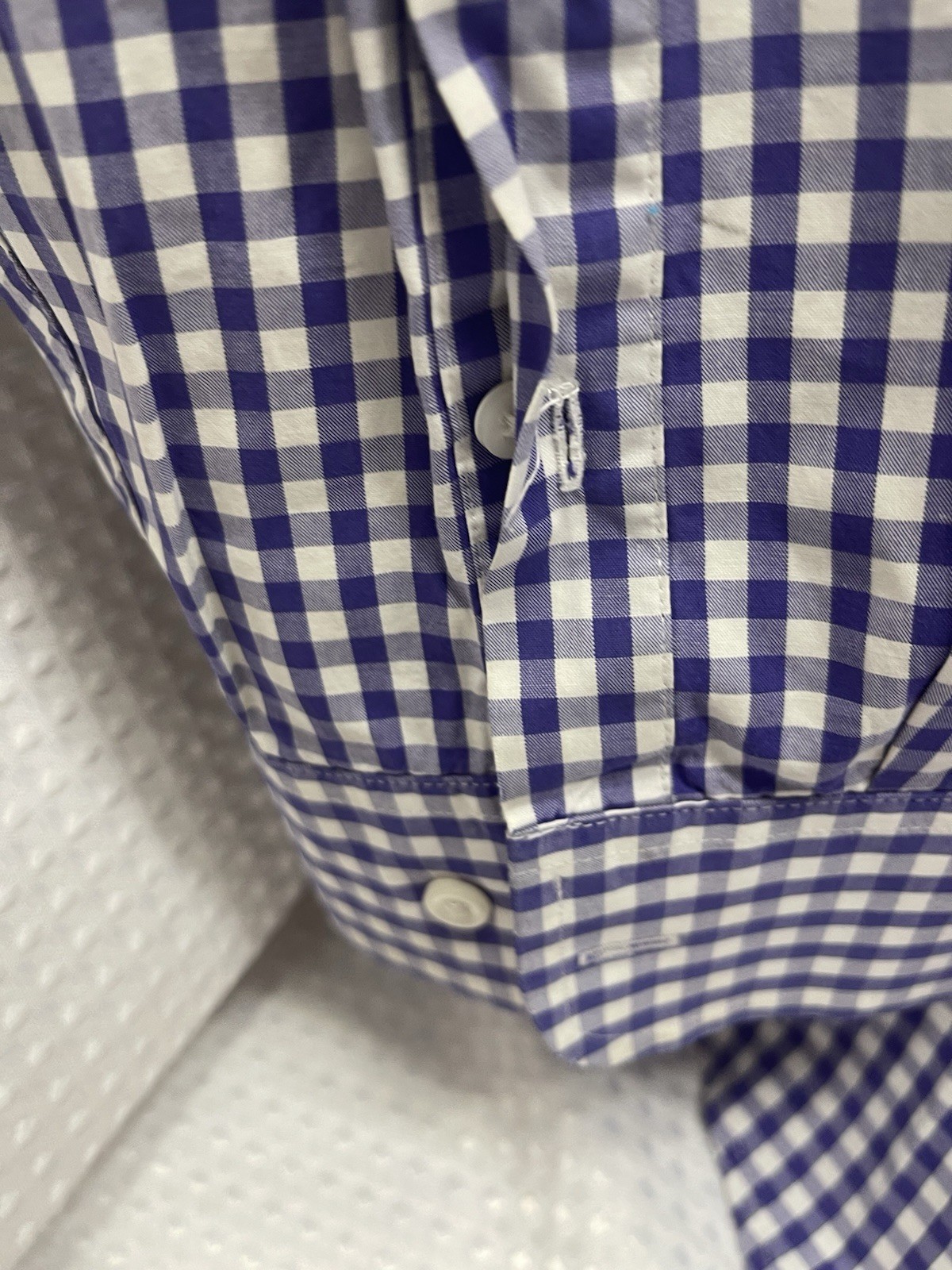 Roundtree & Yorke 100% Cotton Button Down Shirt. Purple Gingham Size 3 X LS(6)