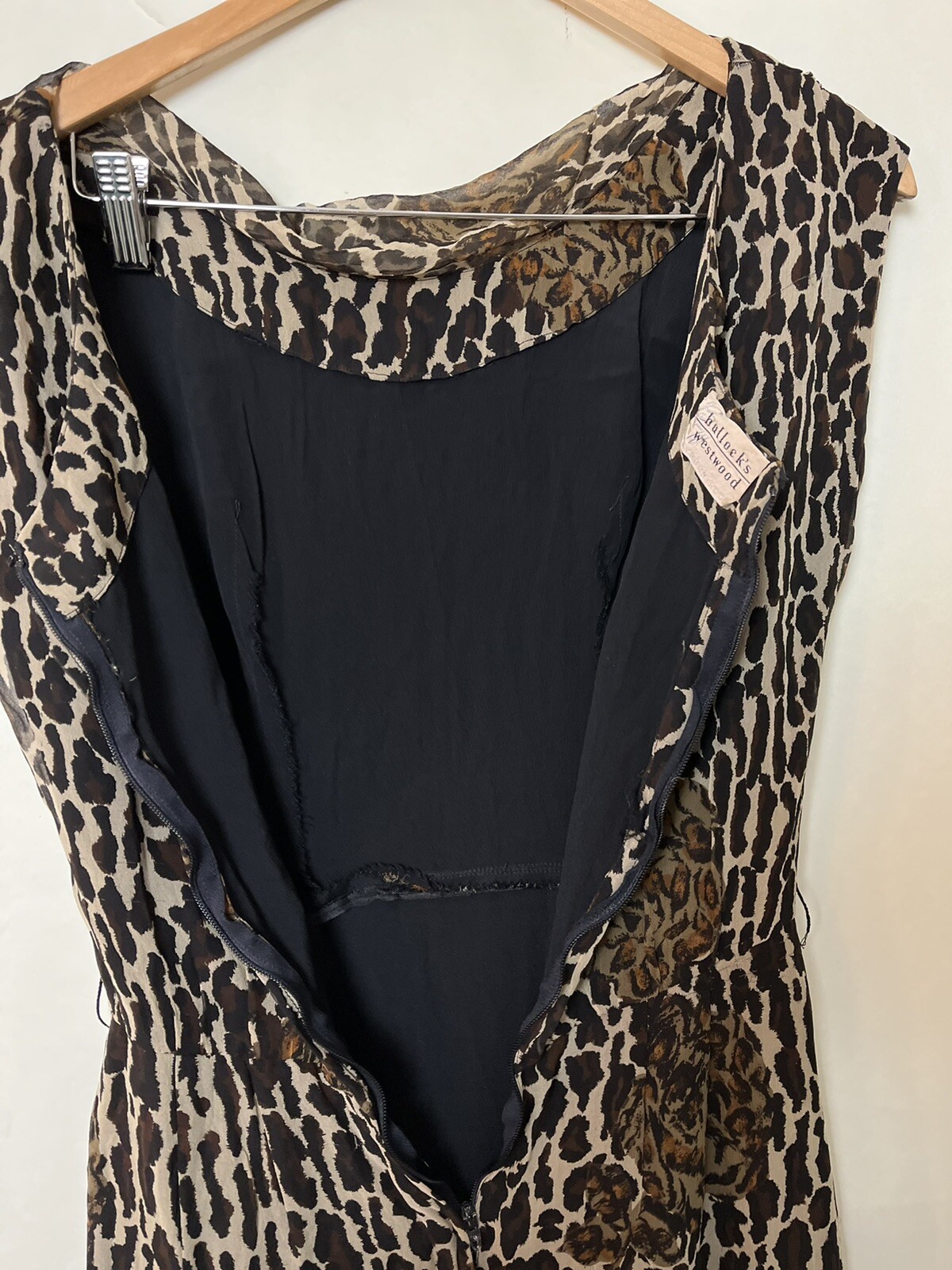 Vintage 50s Marjorie Michael Bullocks Silk Animal Print Dress S