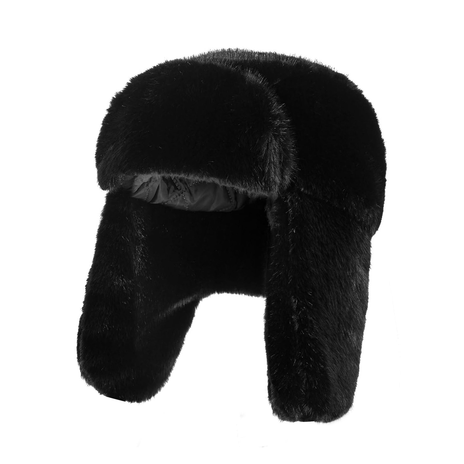 Men Women Winter Fuzzy Fluffy Solid Trapper Hats Windproof Hood Russian Trooper