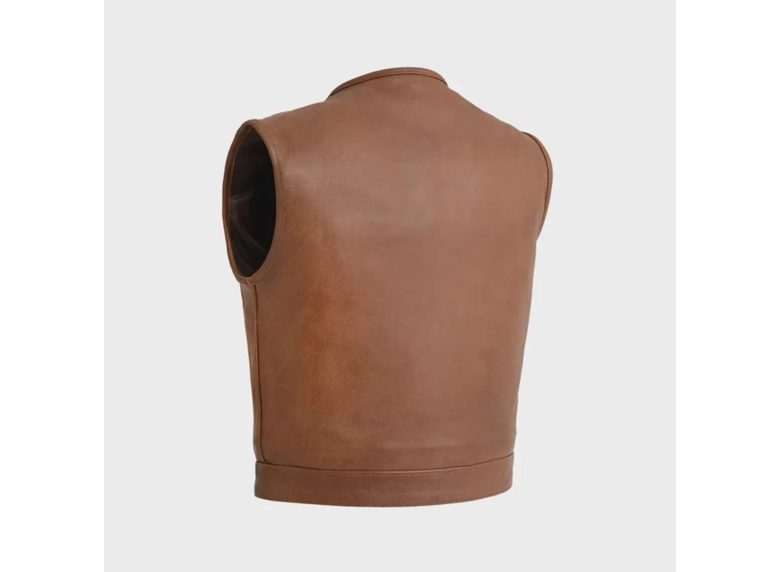 Men’s Black Leather Biker Vest Sleeveless Motorcycle Waistcoat Classic Vest