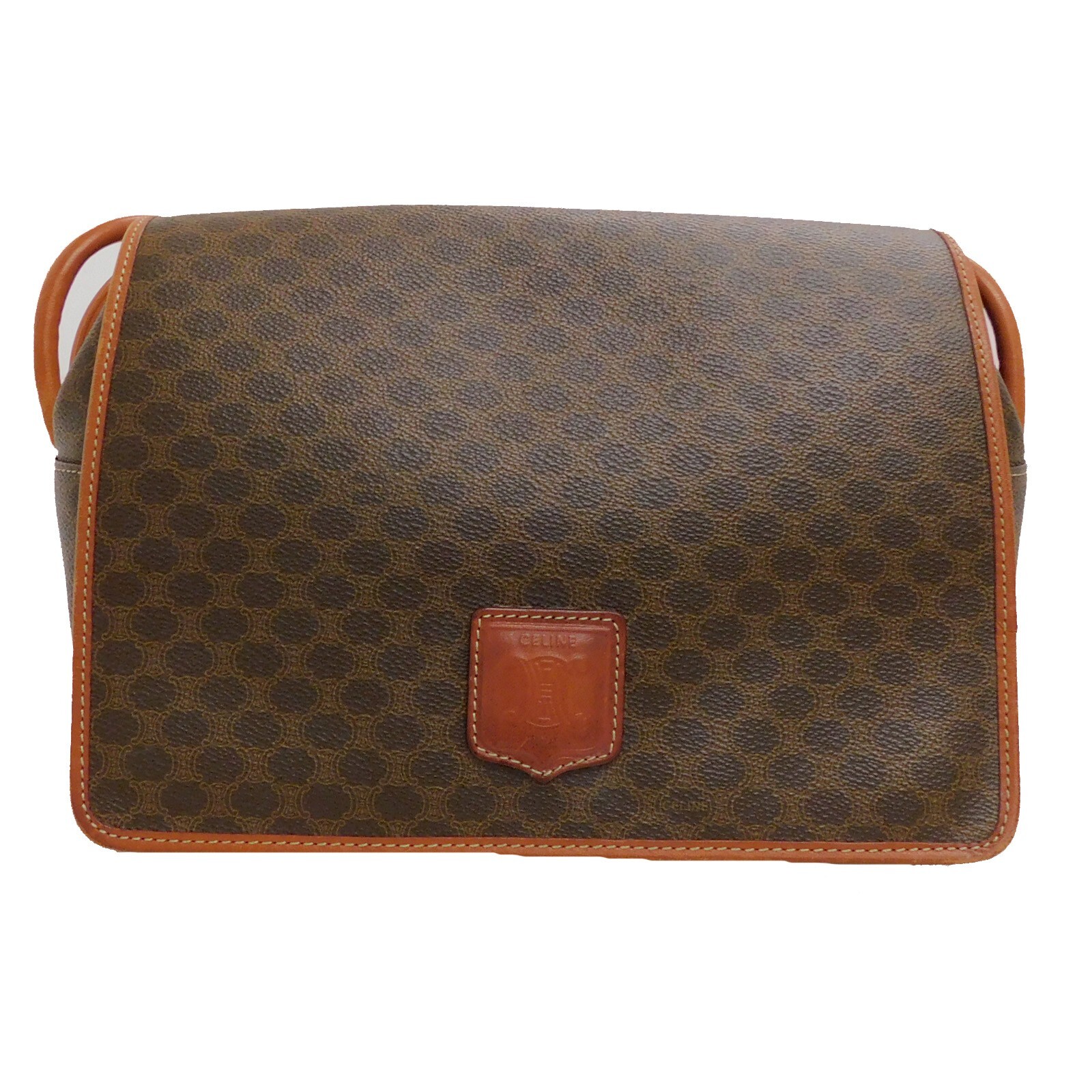 CELINE Macadam Canvas Brown PVC Leather Shoulder bag #48 Rise-on