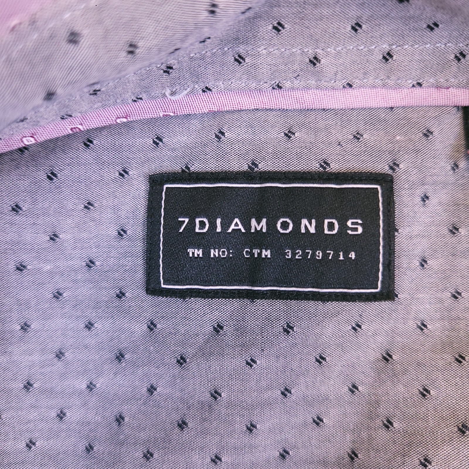 7D 7 Diamonds Weekend Love Shirt Mens Small Soft Lavendar Tonal Geometric Stitch