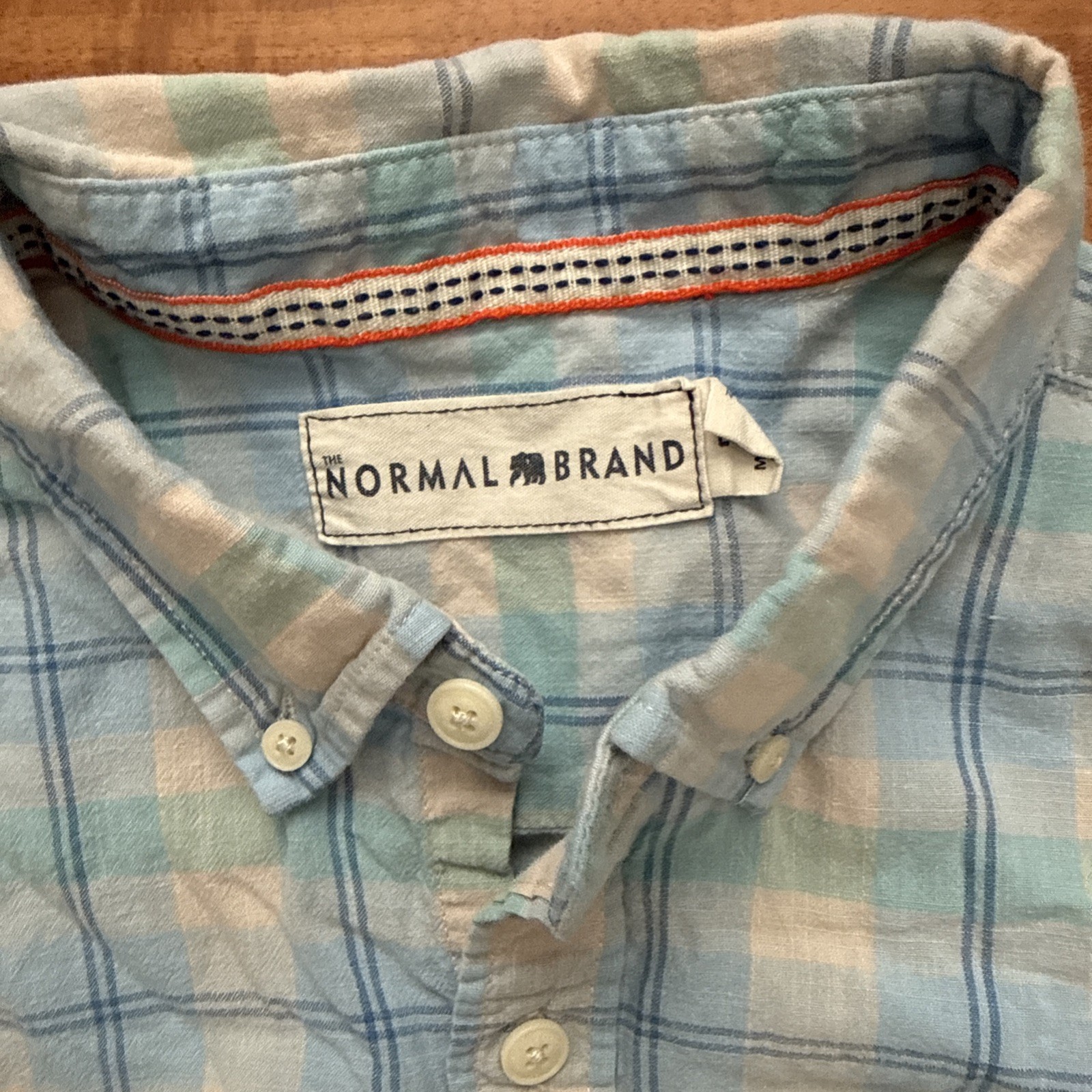 Normal Brand Louis Button Down Shirt Plaid Mens L Sky Cotton Casual