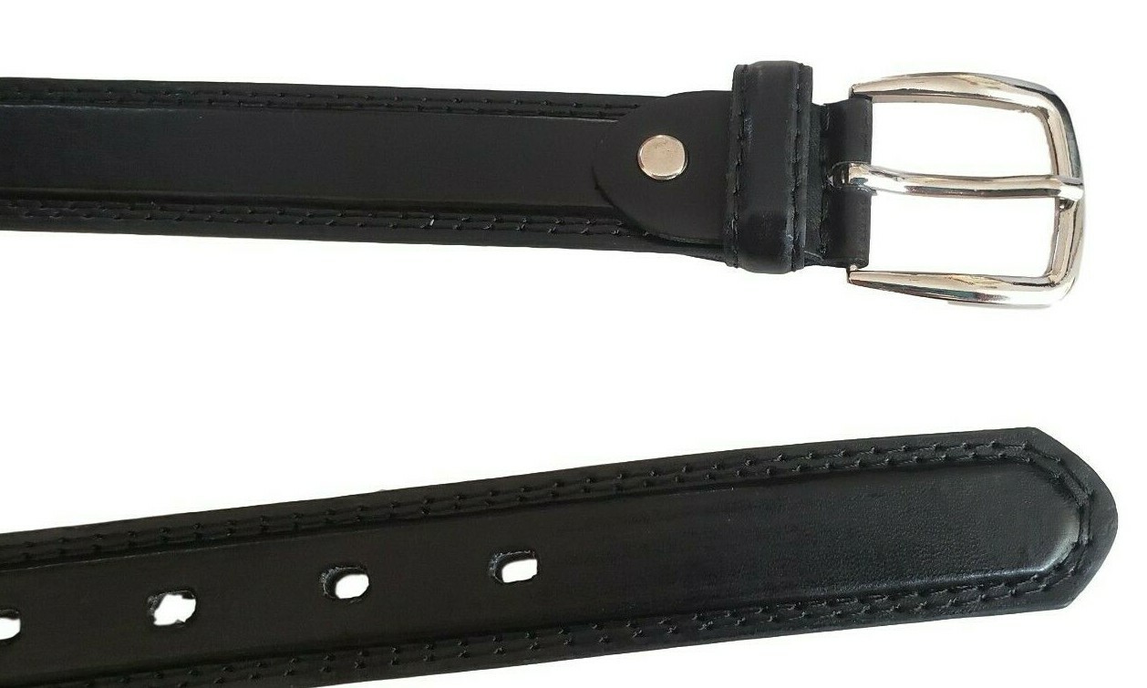 Men’s Leather Casual Dress Plain Black Belt Silver Buckle Size M / L / XL / XXL