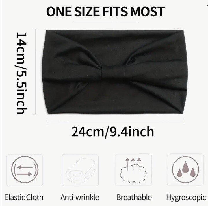 Women’s Yoga Wide Headband Ladies Elastic Boho Hair Band Sports Turban Head Wrap