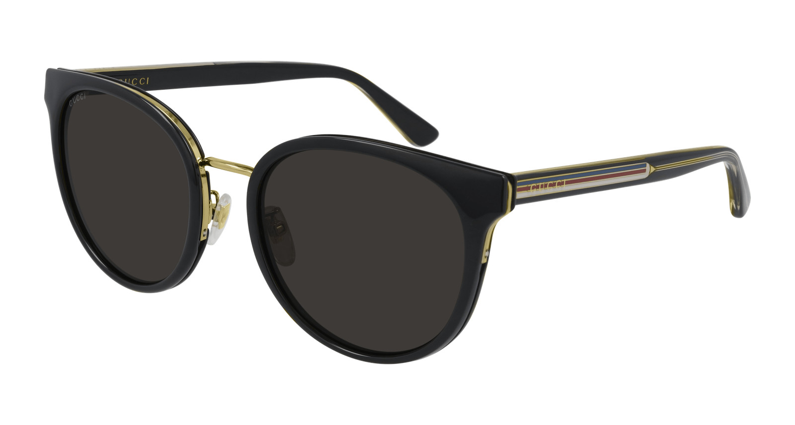 GUCCI GG0850SK 002 Round Oval Panthos Black Shiny Grey 56 mm Women’s Sunglasses