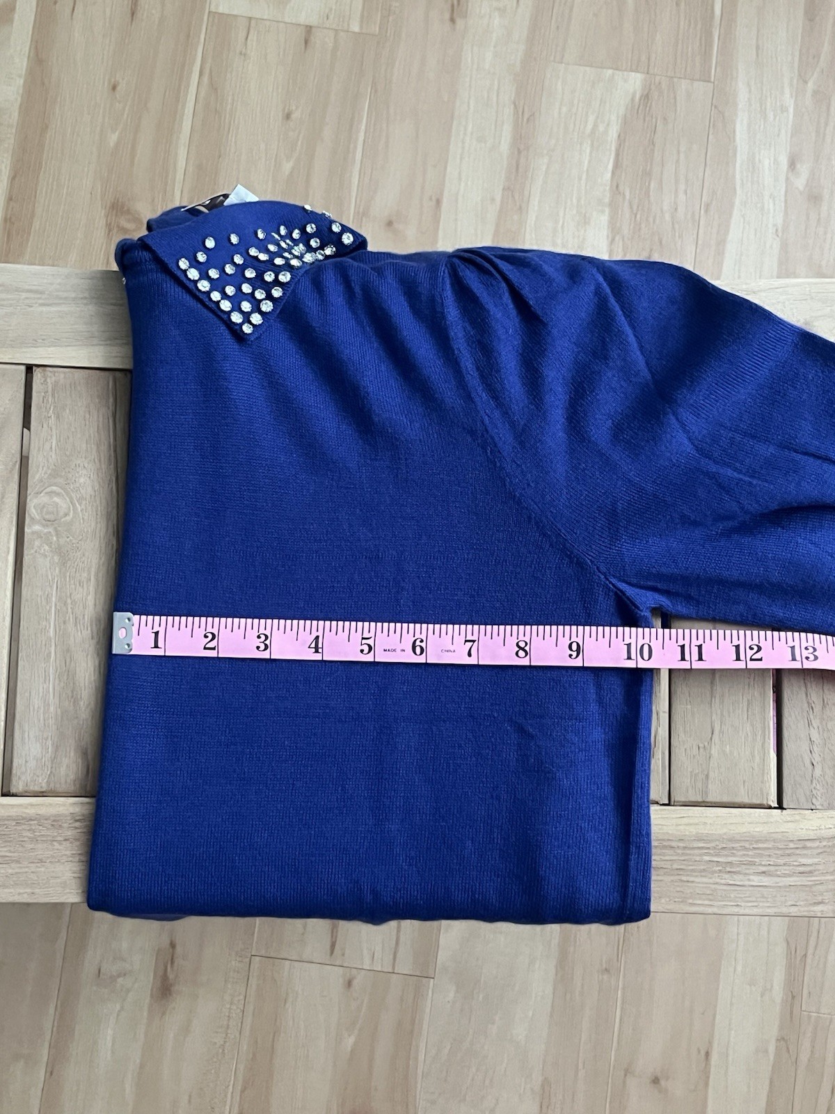 LOFT Royal Blue Rhinestone Embellished Peter Pan Collar Sweater Large