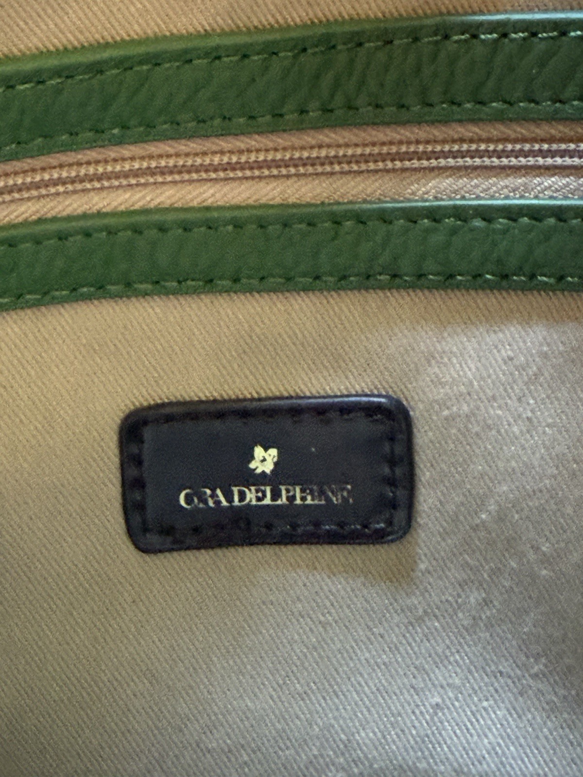 Ora Delphine Green Pebbled Satchel Top Handle Detachable Strap Gold Zip