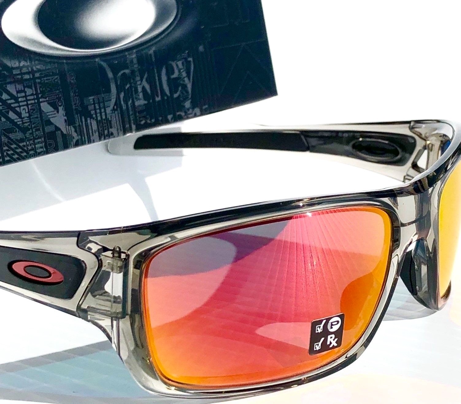 NEW Oakley TURBINE Grey Smoke POLARIZED PRIZM Ruby Iridium Sunglass 9263-57