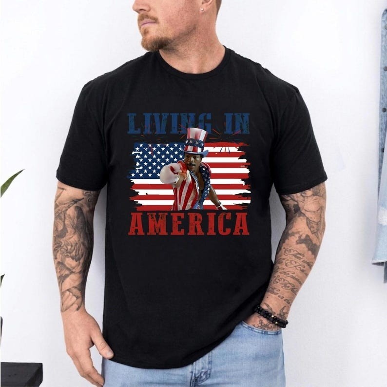 Apollo Creed Living In America T-shirt, Retro USA Shirt, 4th Of July Tee