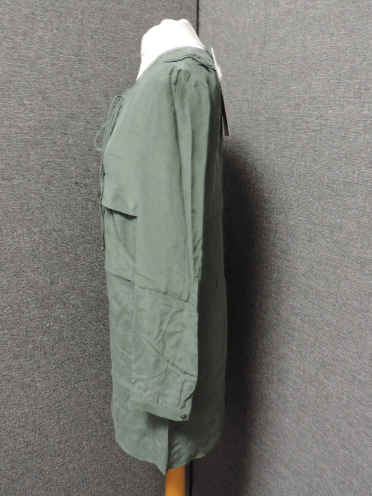 See U Soon Silk Shirt Dress Khaki UK S/M Size 1 LN121 MM 08