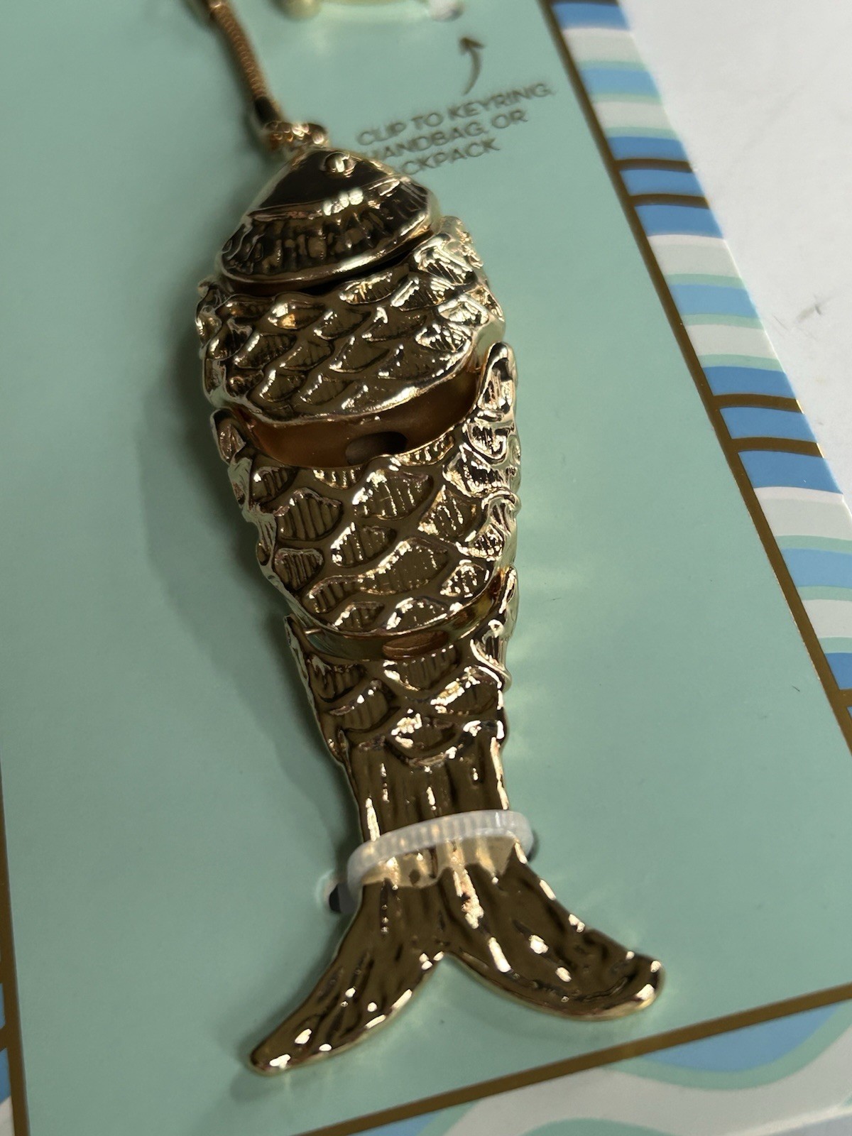 Piper K Gold Articulated Fish Bag Charm Key Chain Sea Life New