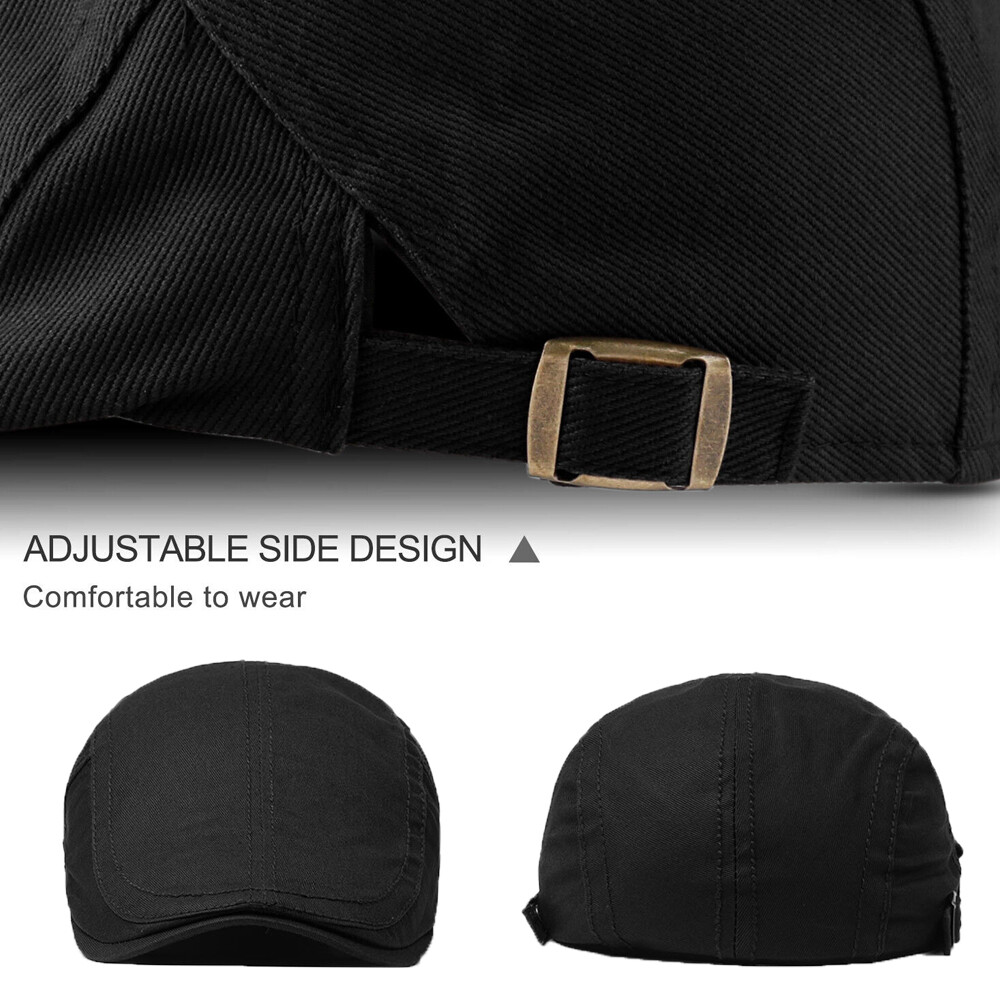 Mens Classic Newsboy Hat Solid Cotton Gatsby Cap Ivy Golf Driving Flat Cabbie US