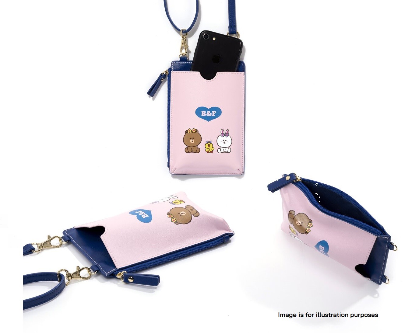 LINE FRIENDS Official BROWN & FRIENDS Mobile Phone Shoulder pochette JAPAN NEW