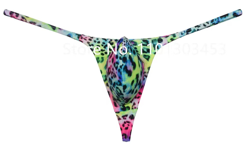 MENS SEXY BIG POUCH GRAPE SMUGGLERS MICRO THONG-COLORED LEOPARD PRINT-(M 28-34)