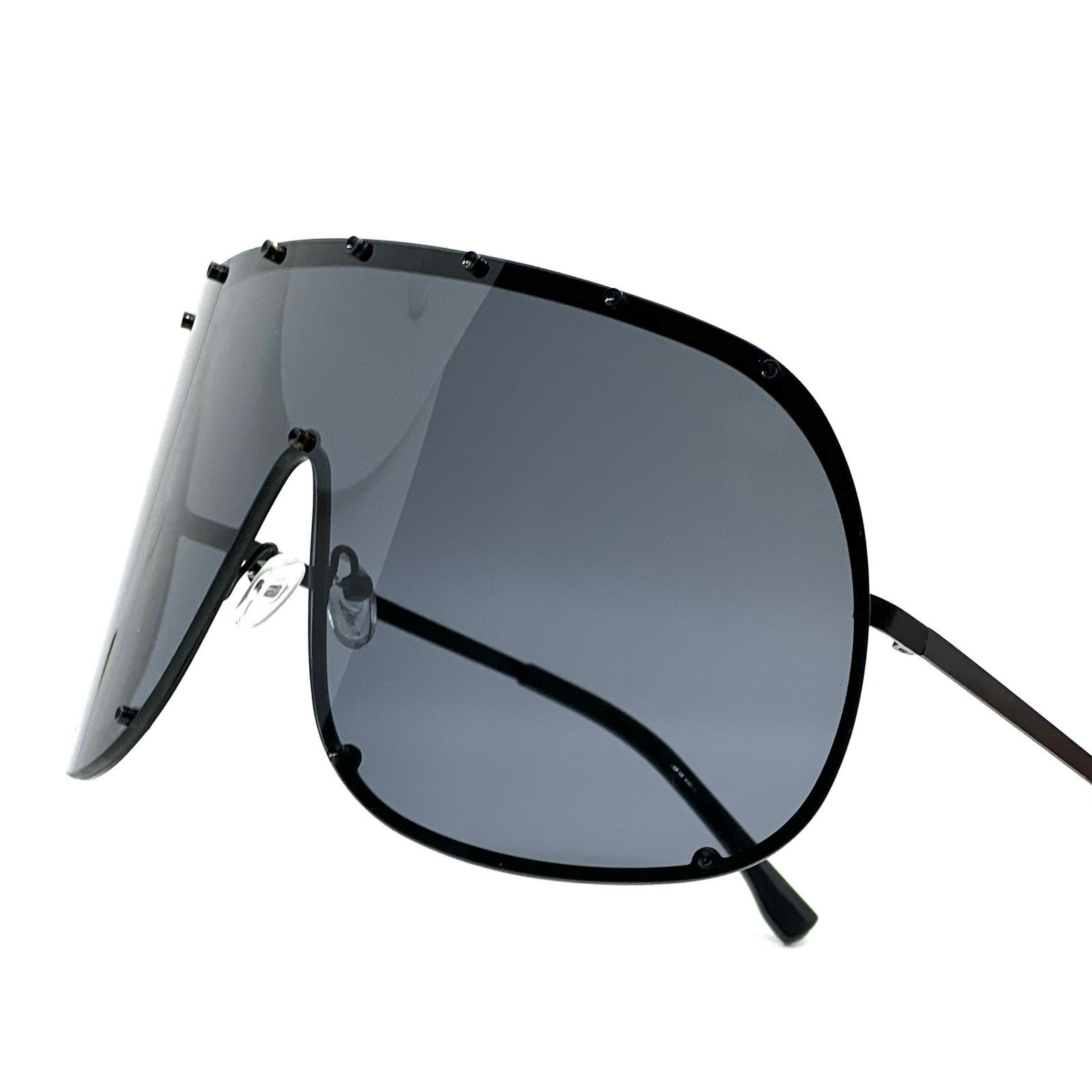 Oversized Shield Sunglasses Rivet Detail Trendy Fashion Statement Visor Shades