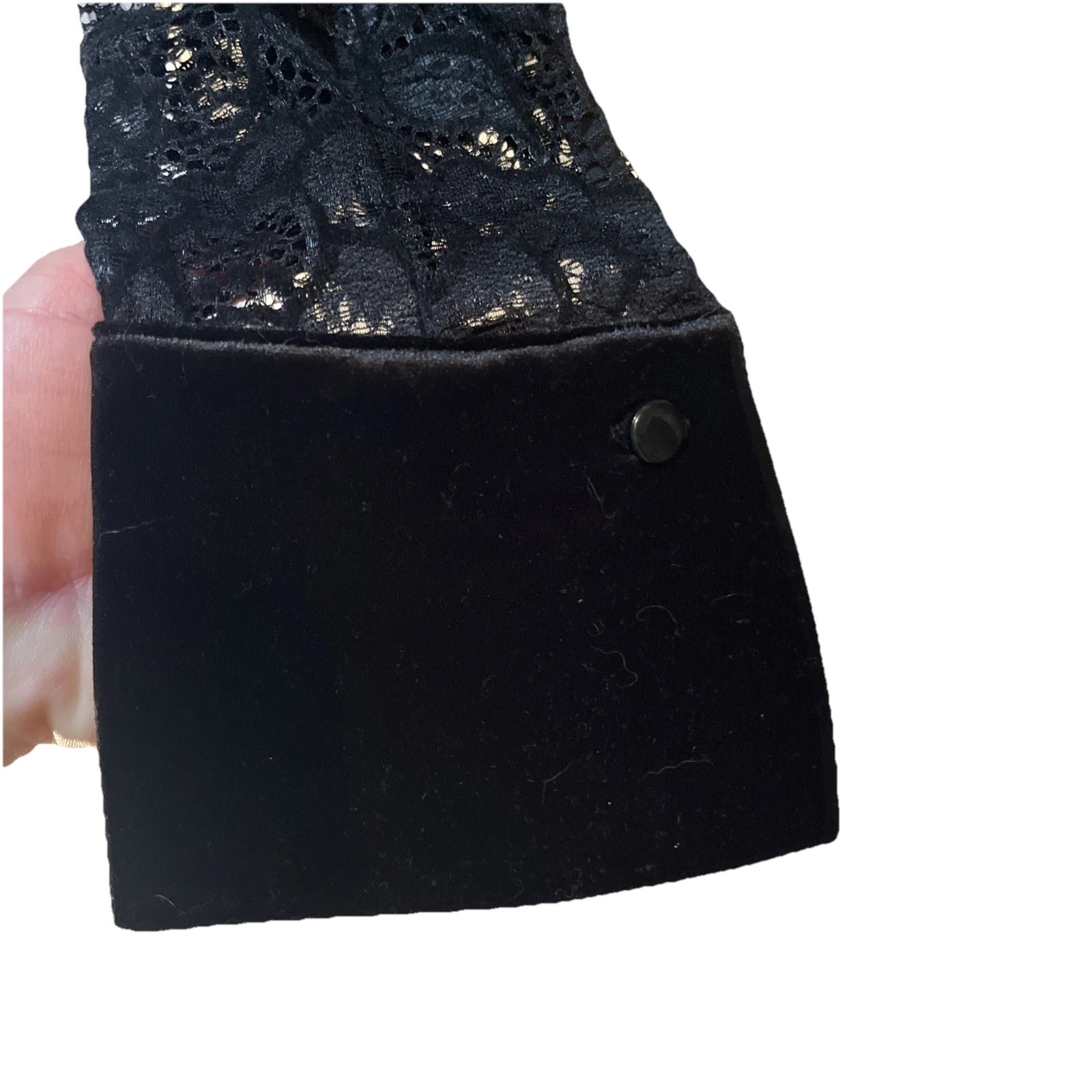 Anne Fontaine Black Lace Velvet Trim Blouse With Matching Velvet Camisole.