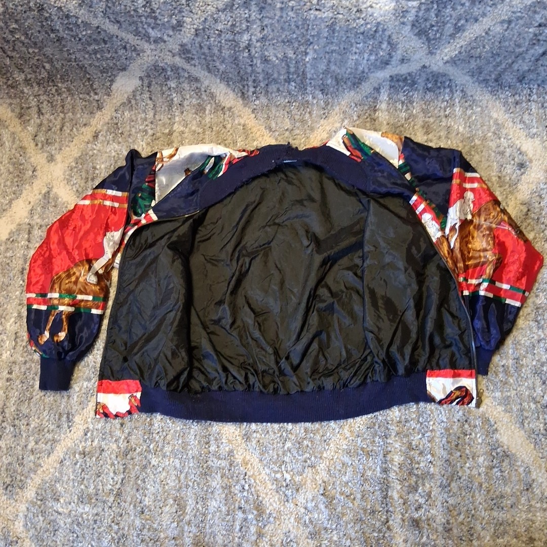 Horse Jockey Stadium Show Jumping Silk? Jacket Equestrian Sports 80s VTG AS IS