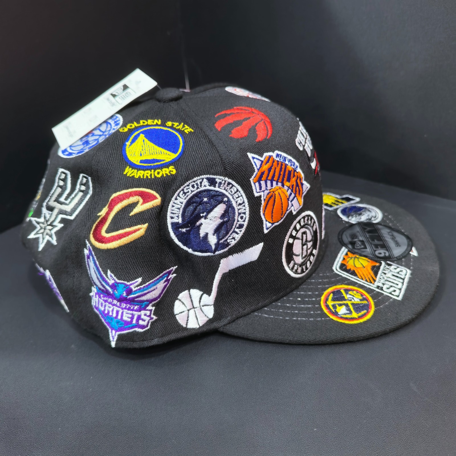 NEW ERA All-Star All-Over Logo Black Flat-Brim Cap Adjustable