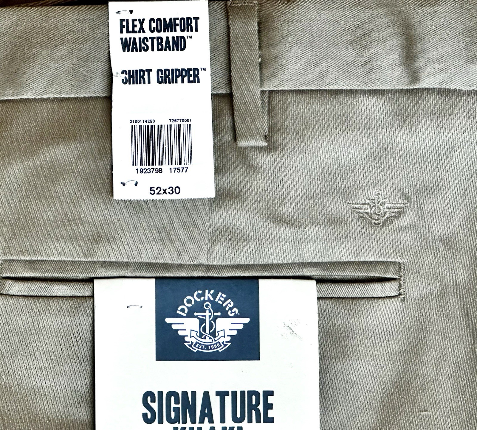 Dockers Pants 52 X 30 Big & Tall Light Khaki Classic Fit Pleated Flex Comfort