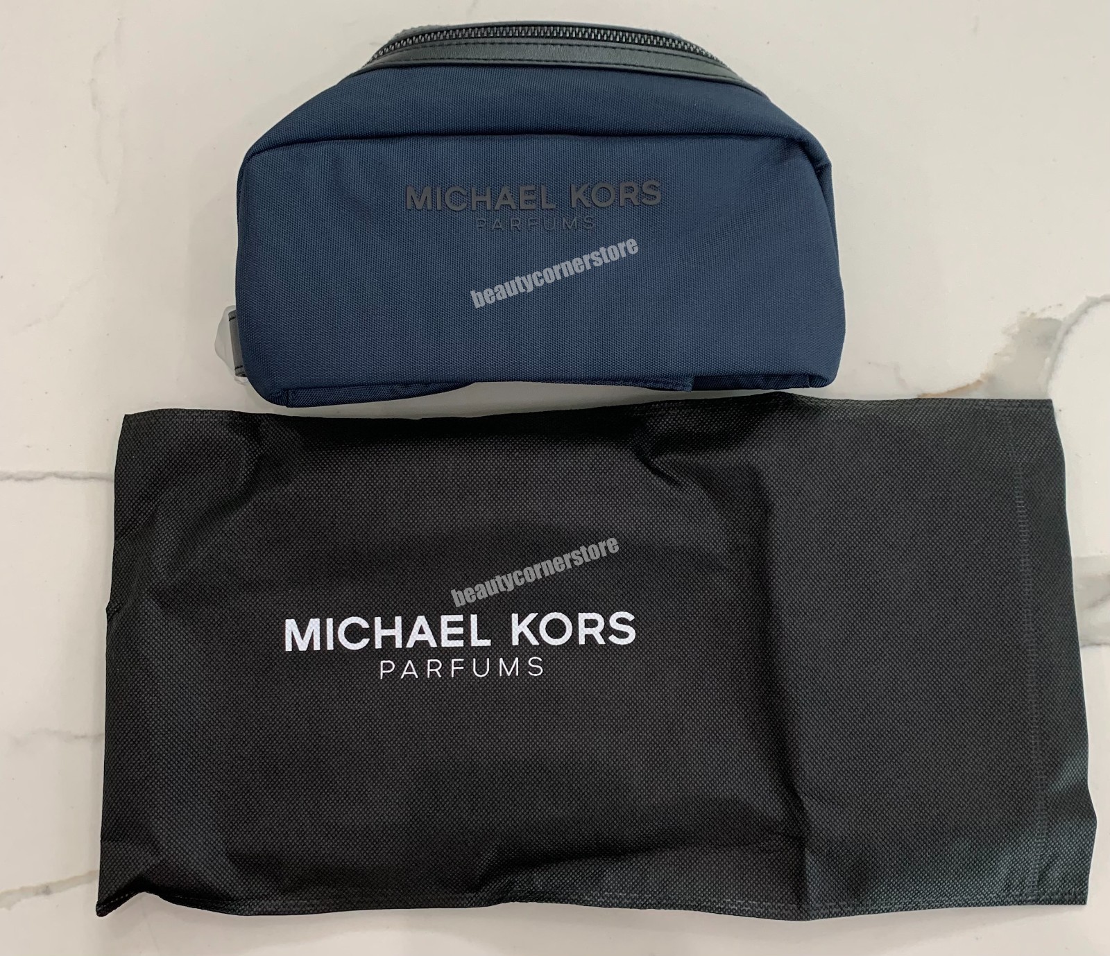 Michael Kors Parfums Pouch Dark Blue Toiletry Bag Travel Shaving Dopp + Dust Bag